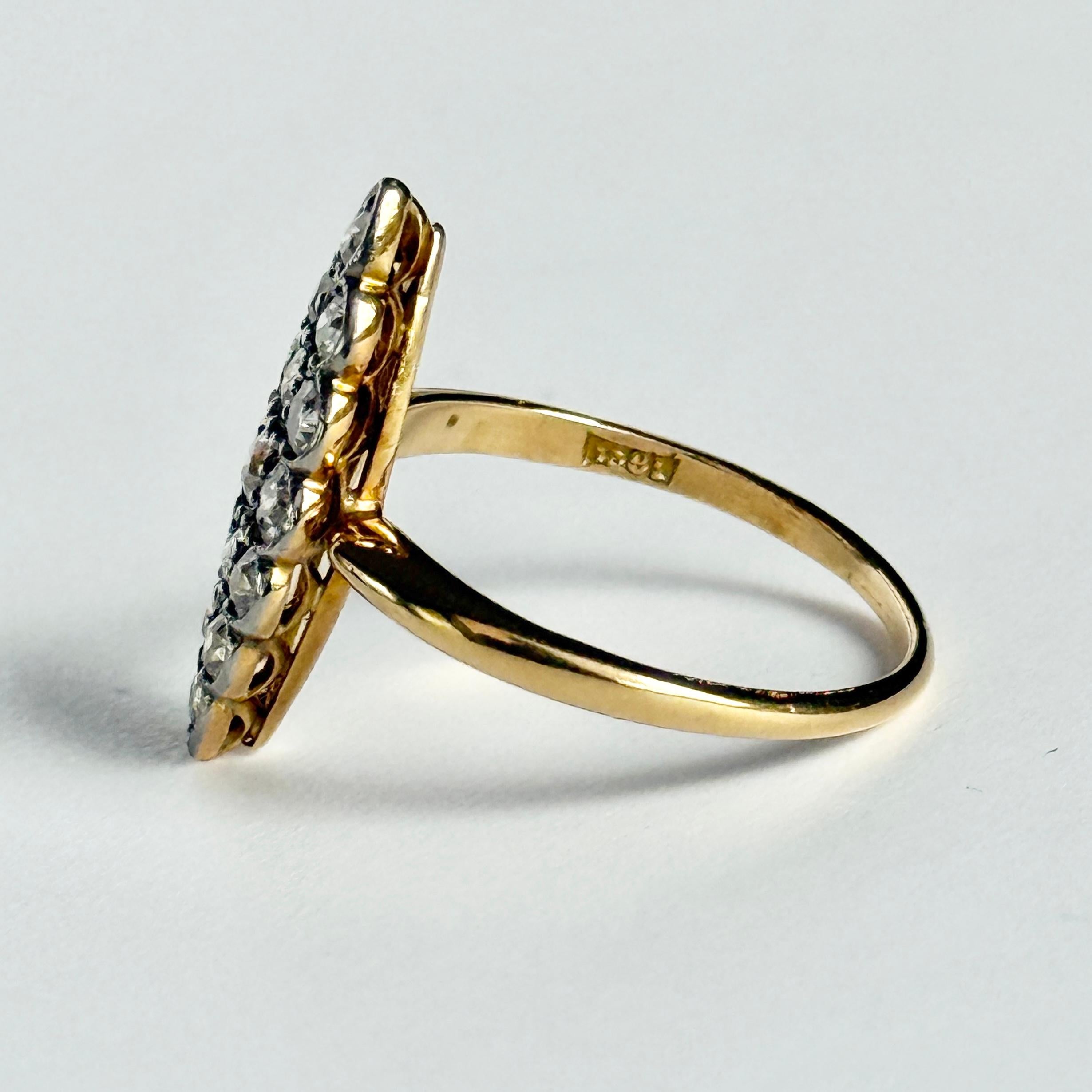 Women's Art Deco Marquise Diamond and 18 Carat Gold Ring For Sale