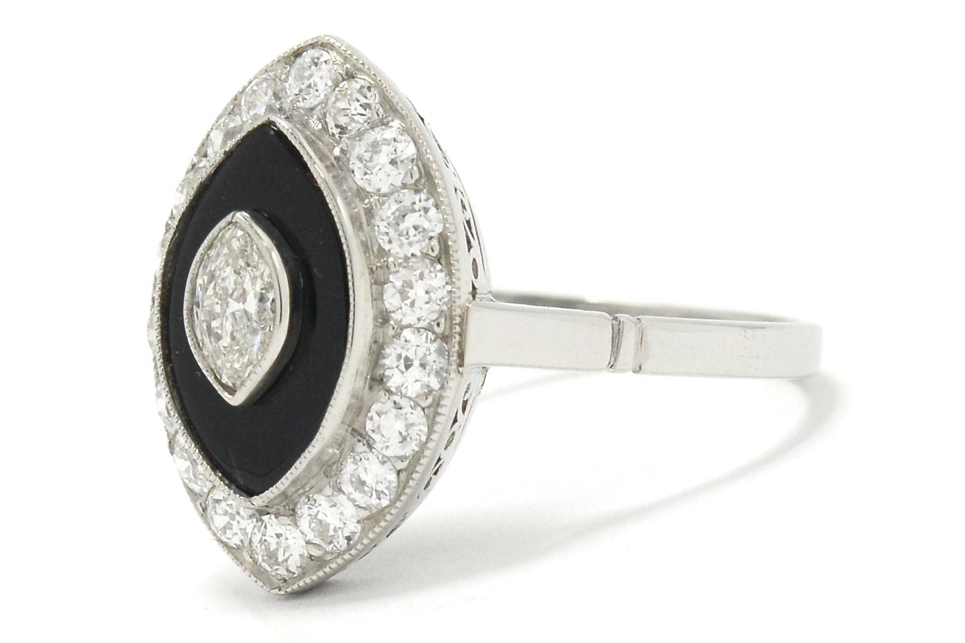 black onyx and diamond engagement ring