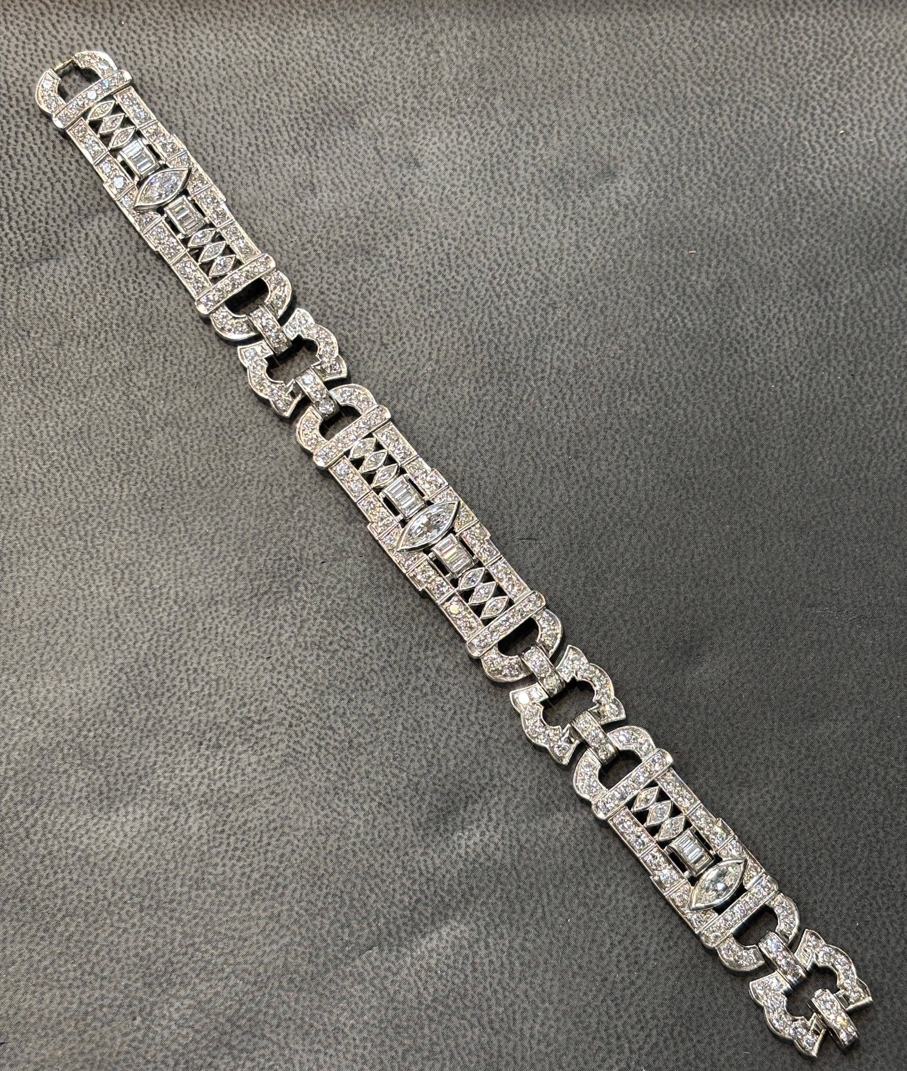 Pulsera de diamantes marquesa Art Déco Corte marquesa en venta