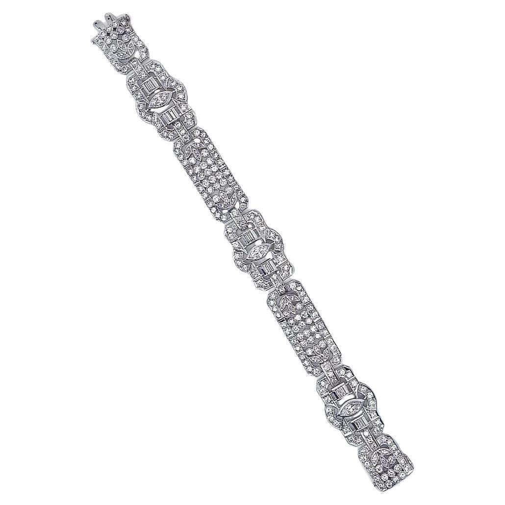 Art Deco Marquise Diamond Bracelet  For Sale