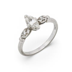 Used Art Deco marquise diamond platinum engagement ring