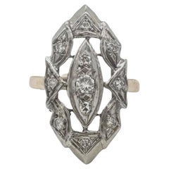 Used Art Deco Marquise Diamond Ring in Yellow & White Gold