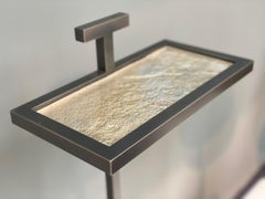 Custom Made Martinez Martini Table Blackened Steel and Glacier Glass Cast