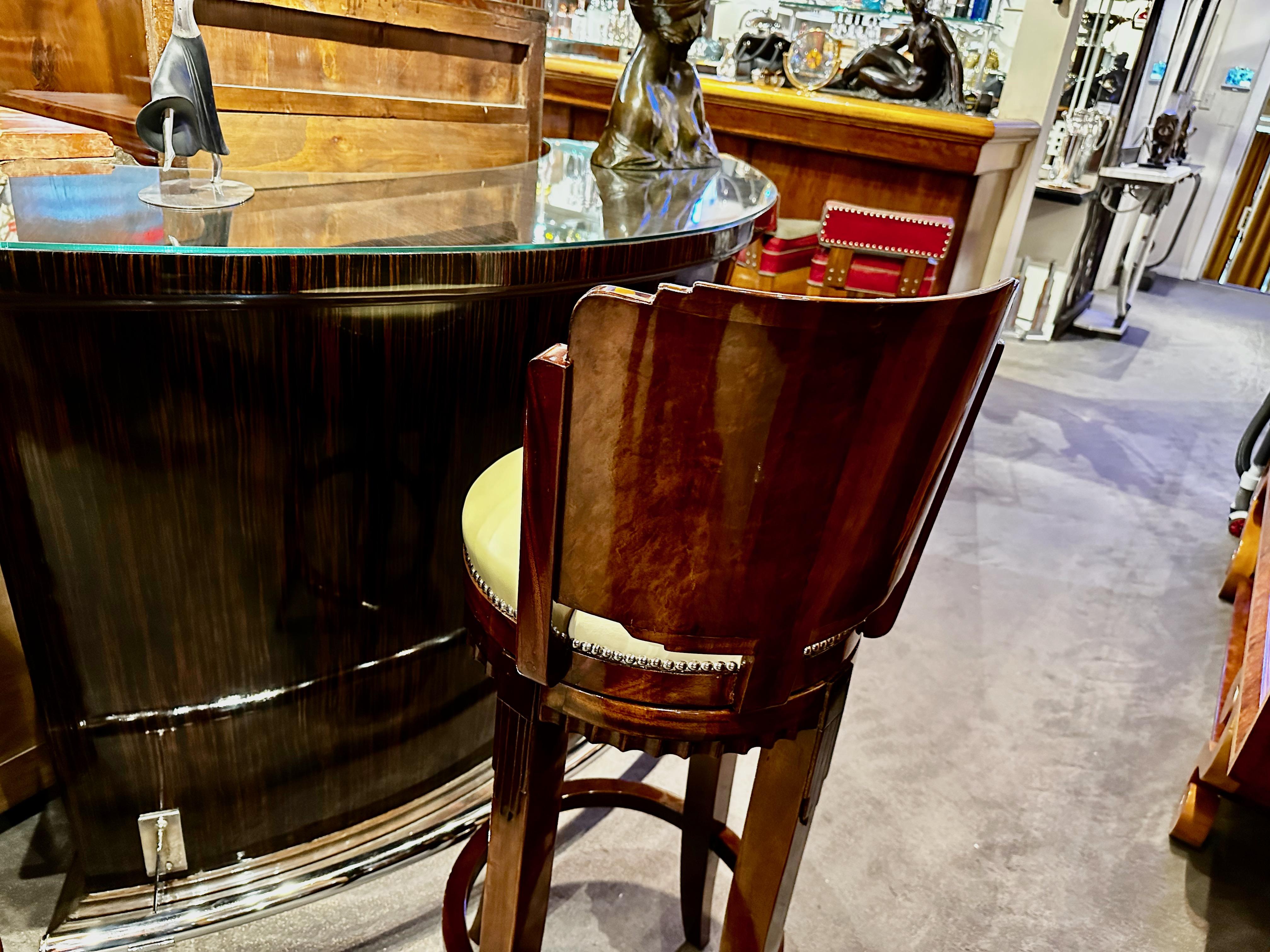 Art Deco Martini Bar Custom Macassar Wood Cabinet For Sale 4