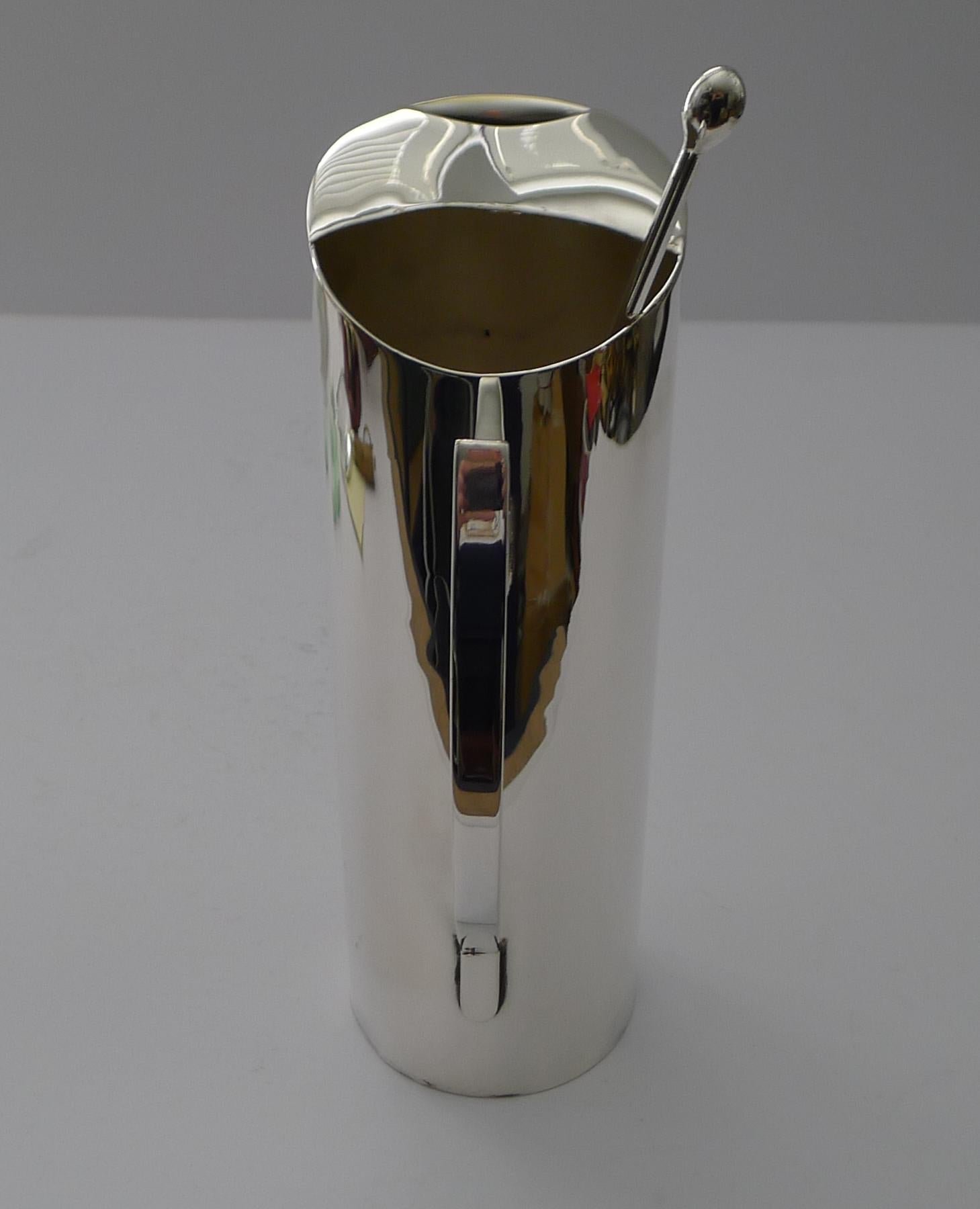British Art Deco Martini / Cocktail Jug and Mixing Spoon c.1940 For Sale