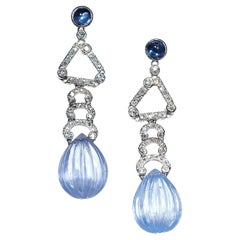 Art-déco-Ohrringe mit Saphir, Diamanten und Platin, CIRCA 1930