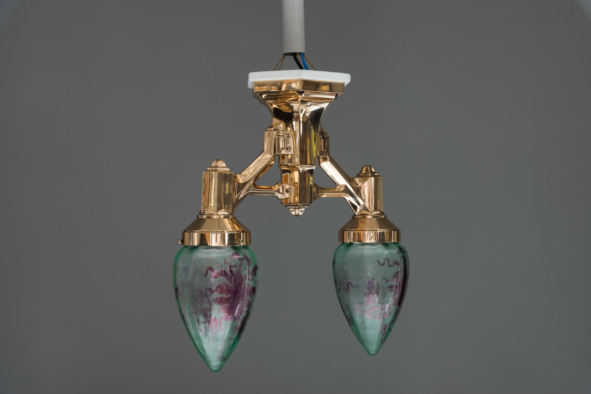 Art Deco masiv bronze ceiling lamp, circa 1920s
Polished and stove enameled.