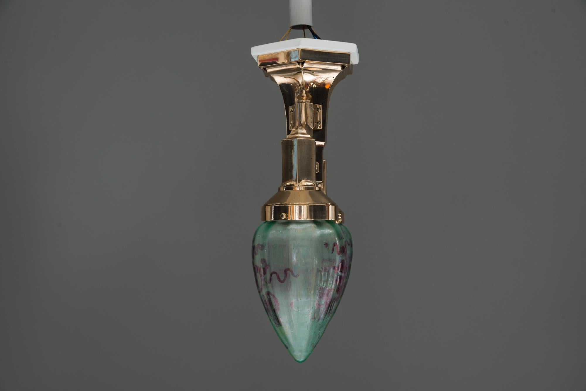 Austrian Art Deco Masiv Bronze Ceiling Lamp, circa 1920s