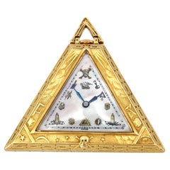 Art Deco Masoniс Dreieck Pyramide Gold Uhr Levrette Schweizer, 1920