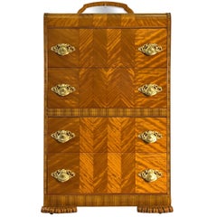 Art Deco Matchbook Veneer Dresser with Zebra Wood Accents