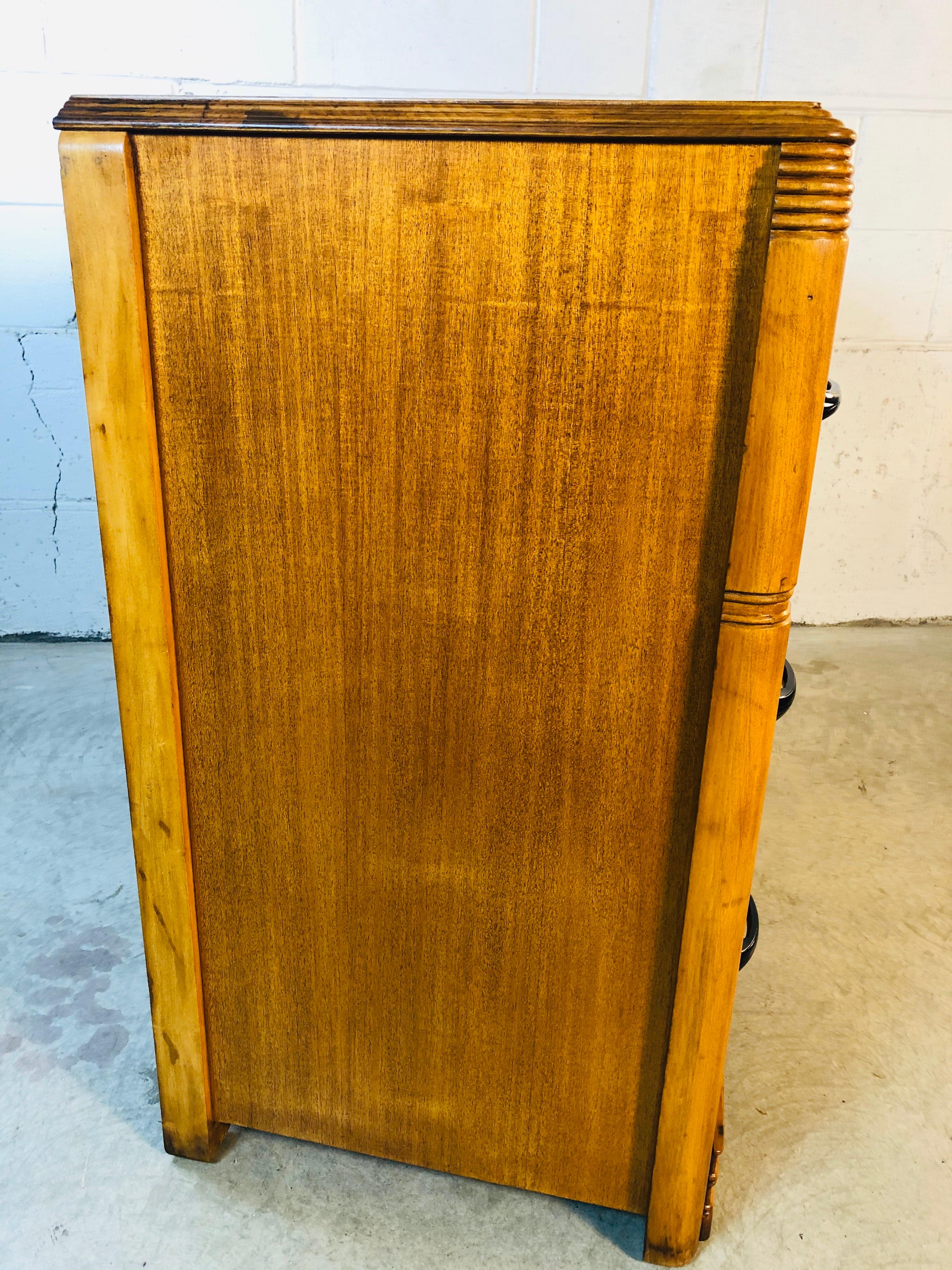 Art Deco Matchbook Veneer Low Dresser 1