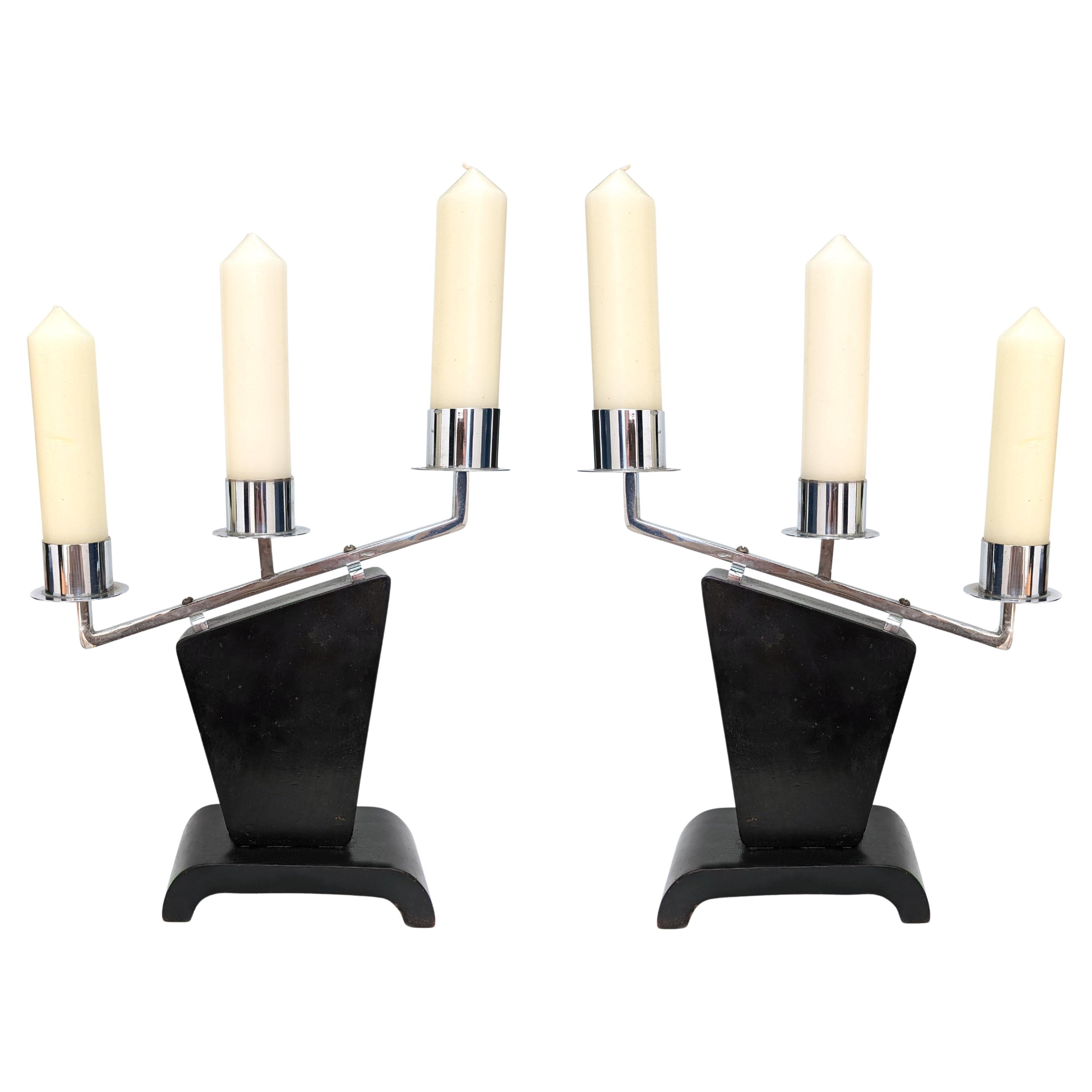 Coppia di candelabri a gradini Art Déco 1930 Moderne
