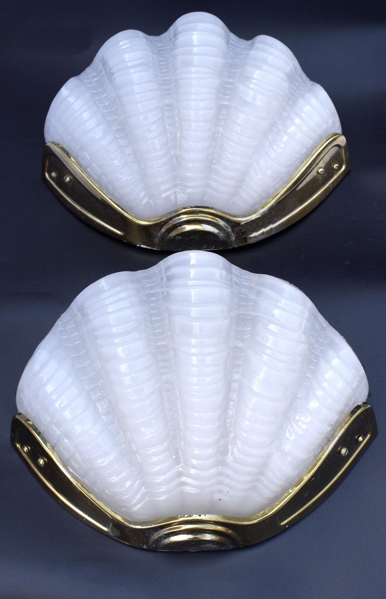 Art Deco Matching Pair of 1930's Shell Wall Lights, England at 1stDibs art deco shell wall