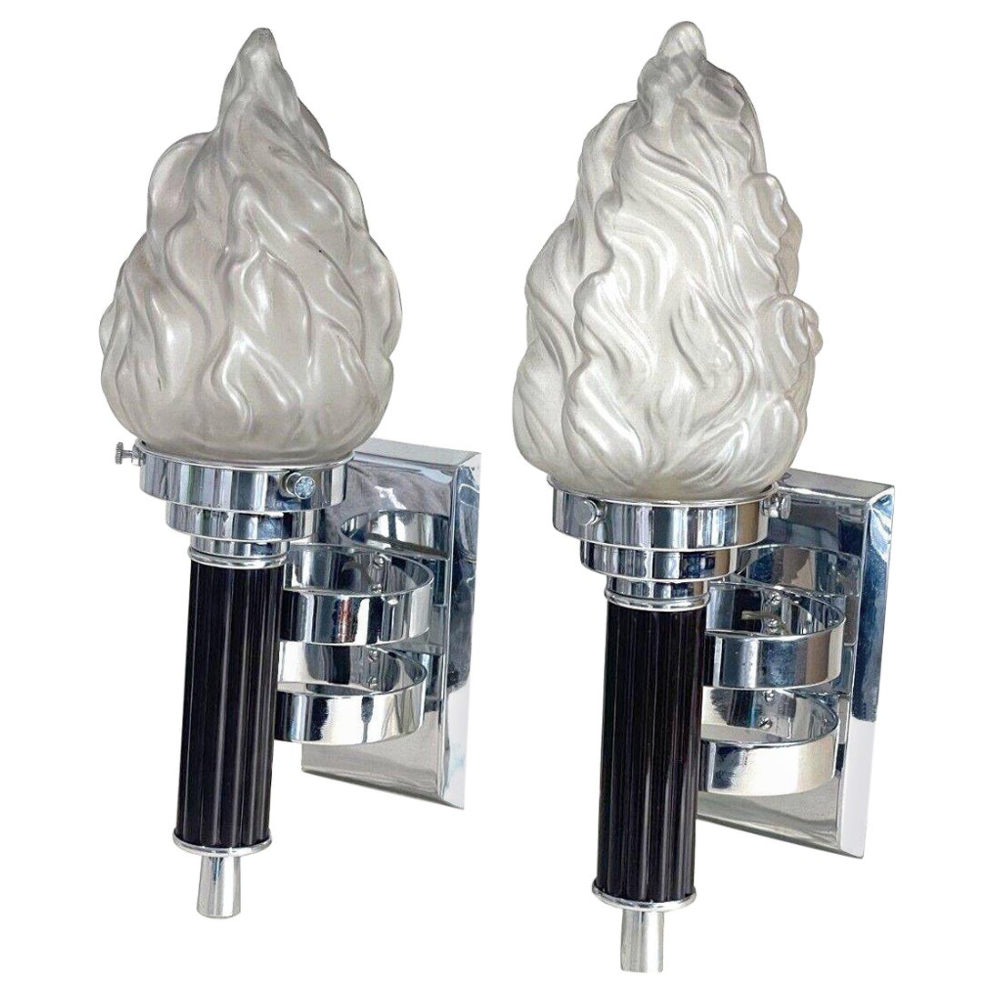 Paire de Wall Lights en bakélite catalane chromée, Art Déco, anglais, c1930