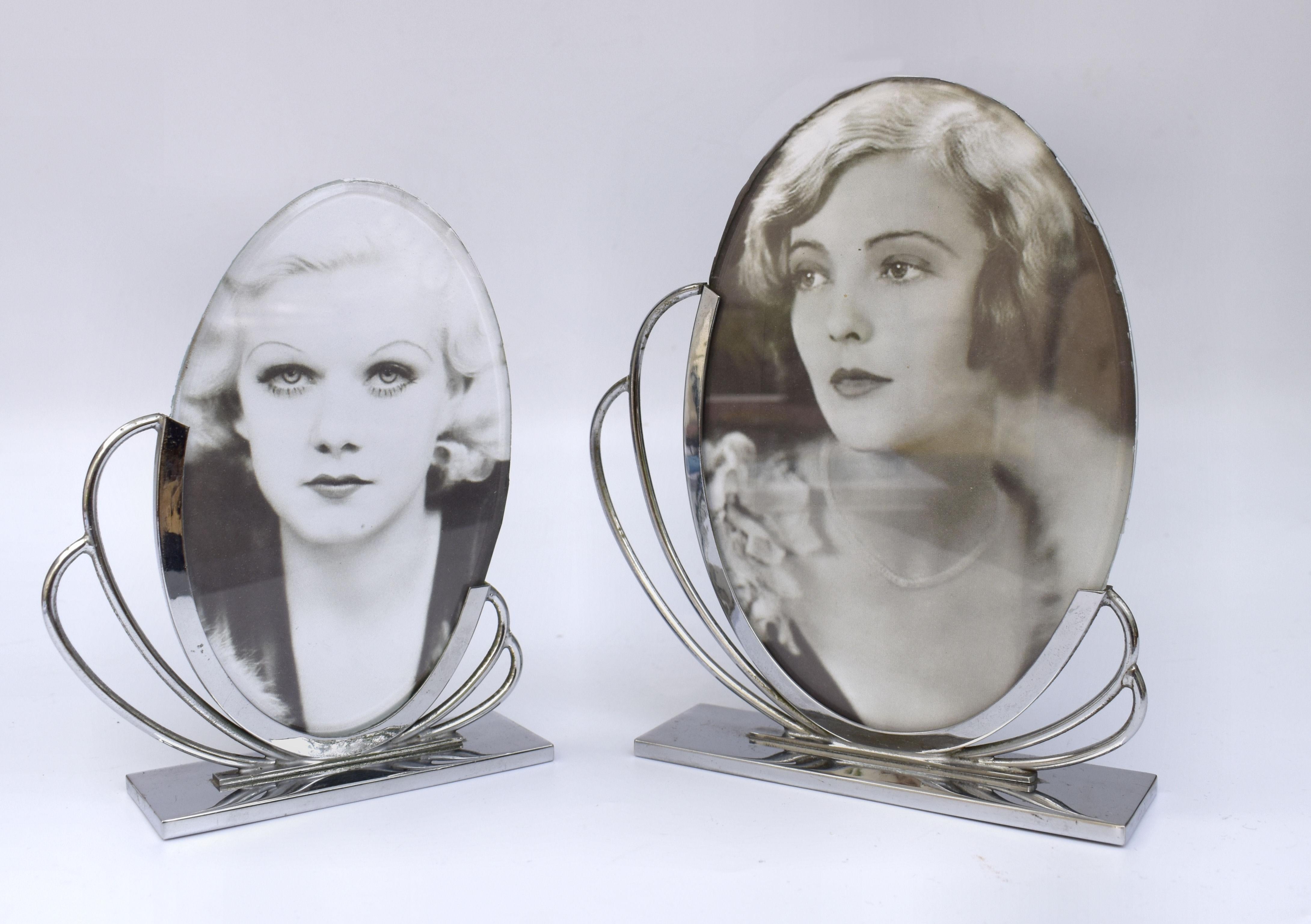 Art Deco Matching Pair of Chrome Picture Frames, c1930 In Good Condition In Devon, England