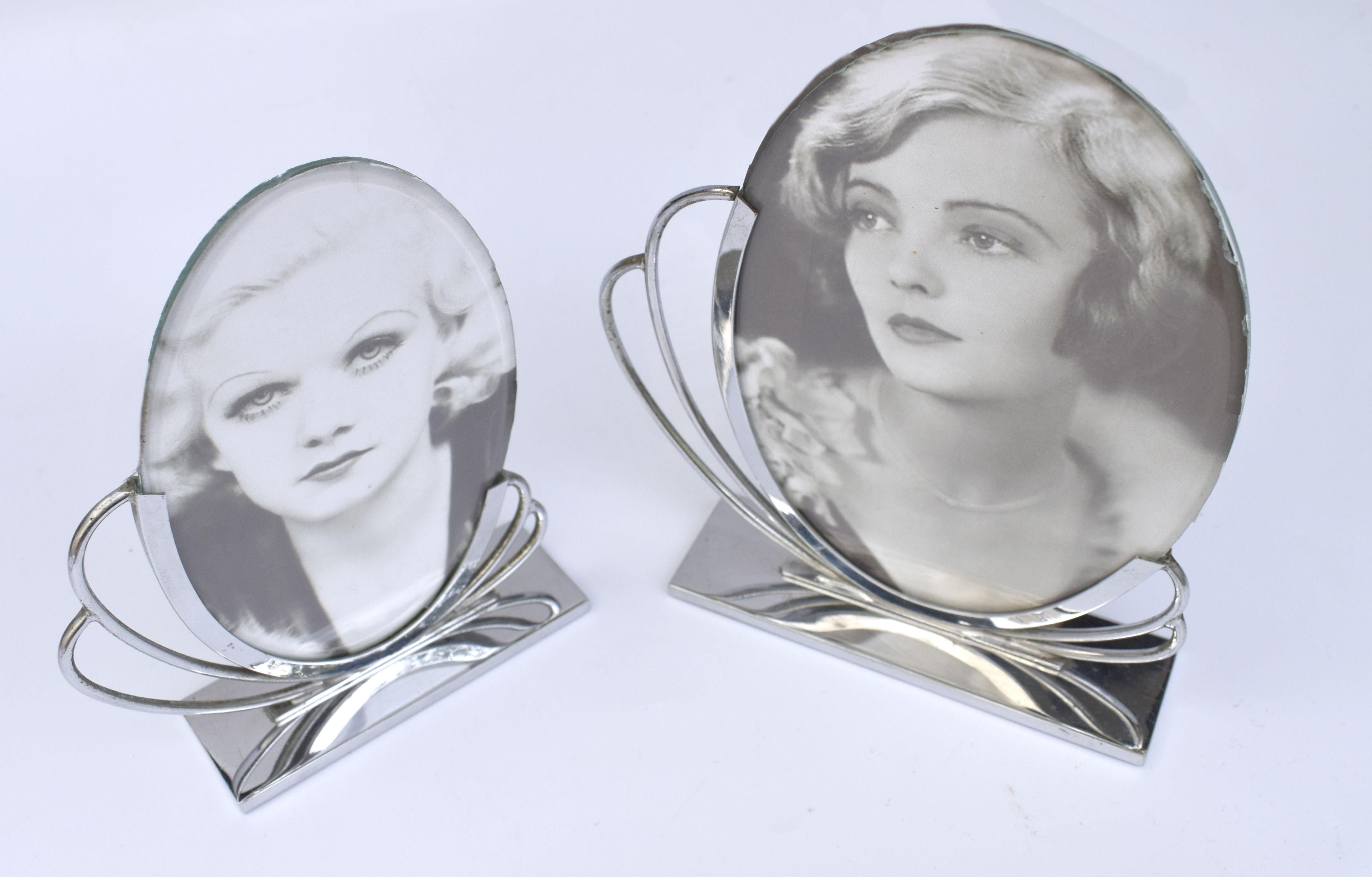 20th Century Art Deco Matching Pair of Chrome Picture Frames, c1930