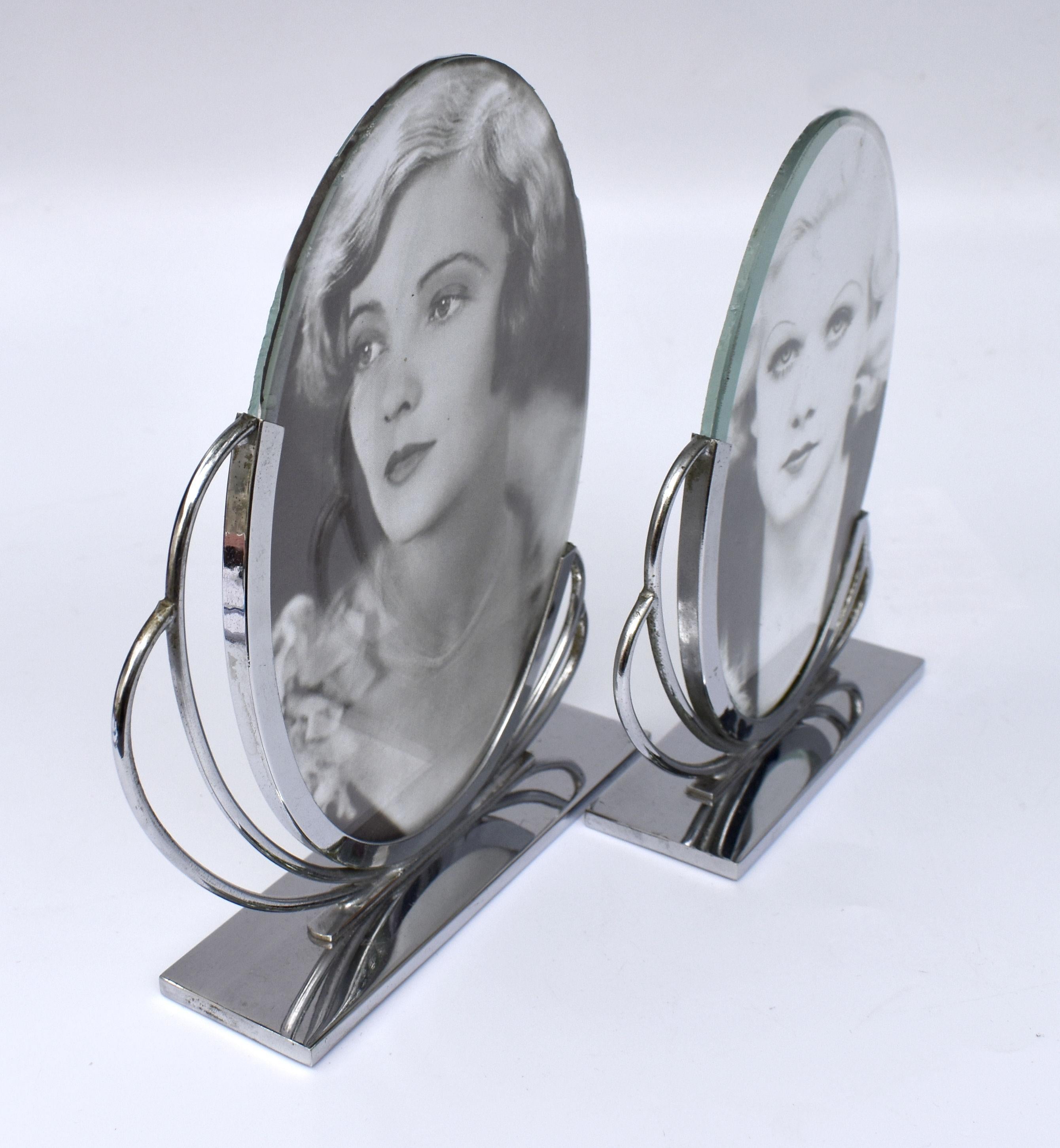 Art Deco Matching Pair of Chrome Picture Frames, c1930 1