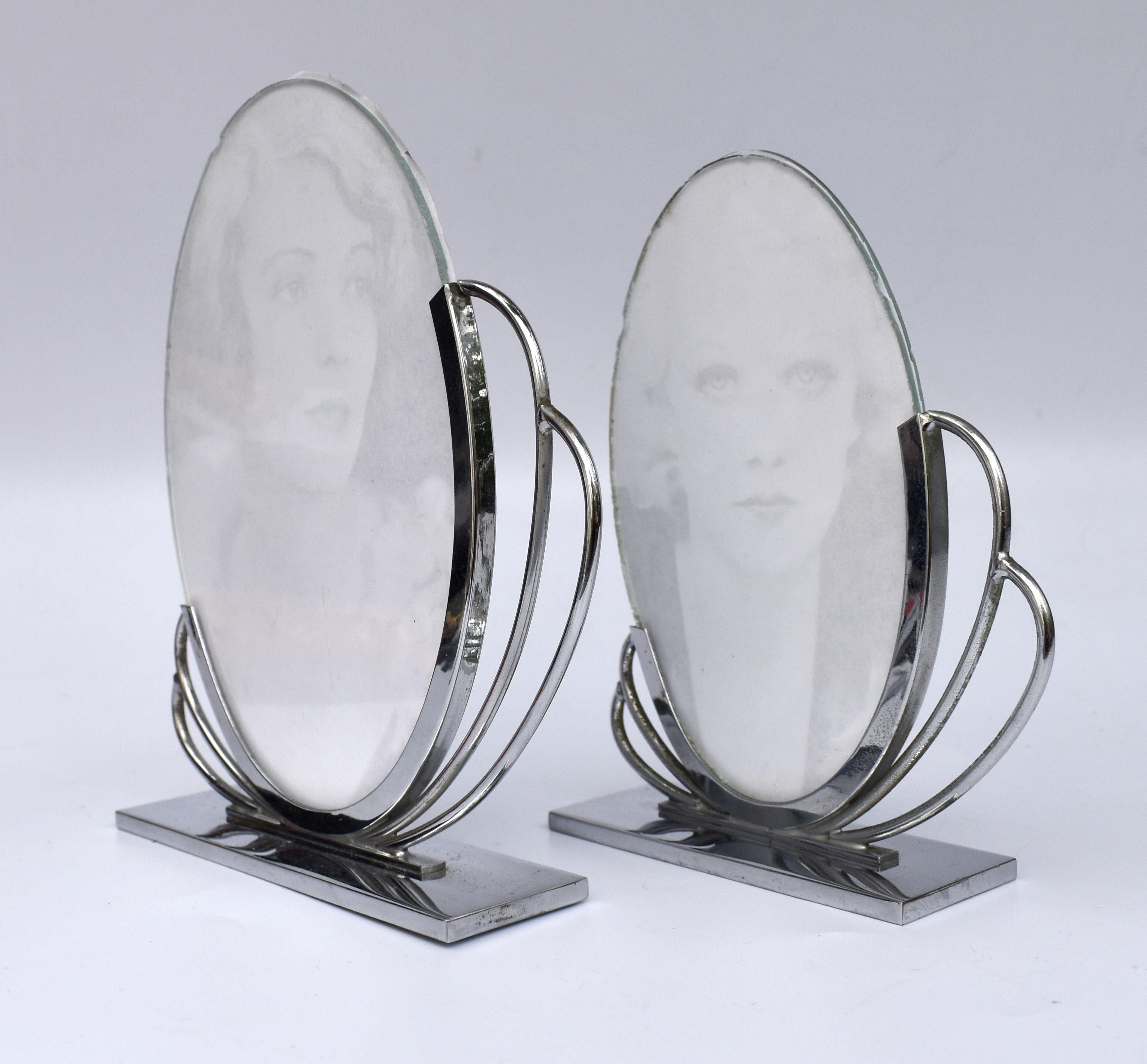 Art Deco Matching Pair of Chrome Picture Frames, c1930 2