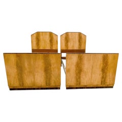 Art Deco Matching Pair of Single Beds In Satinwood & Walnut. England, c1930