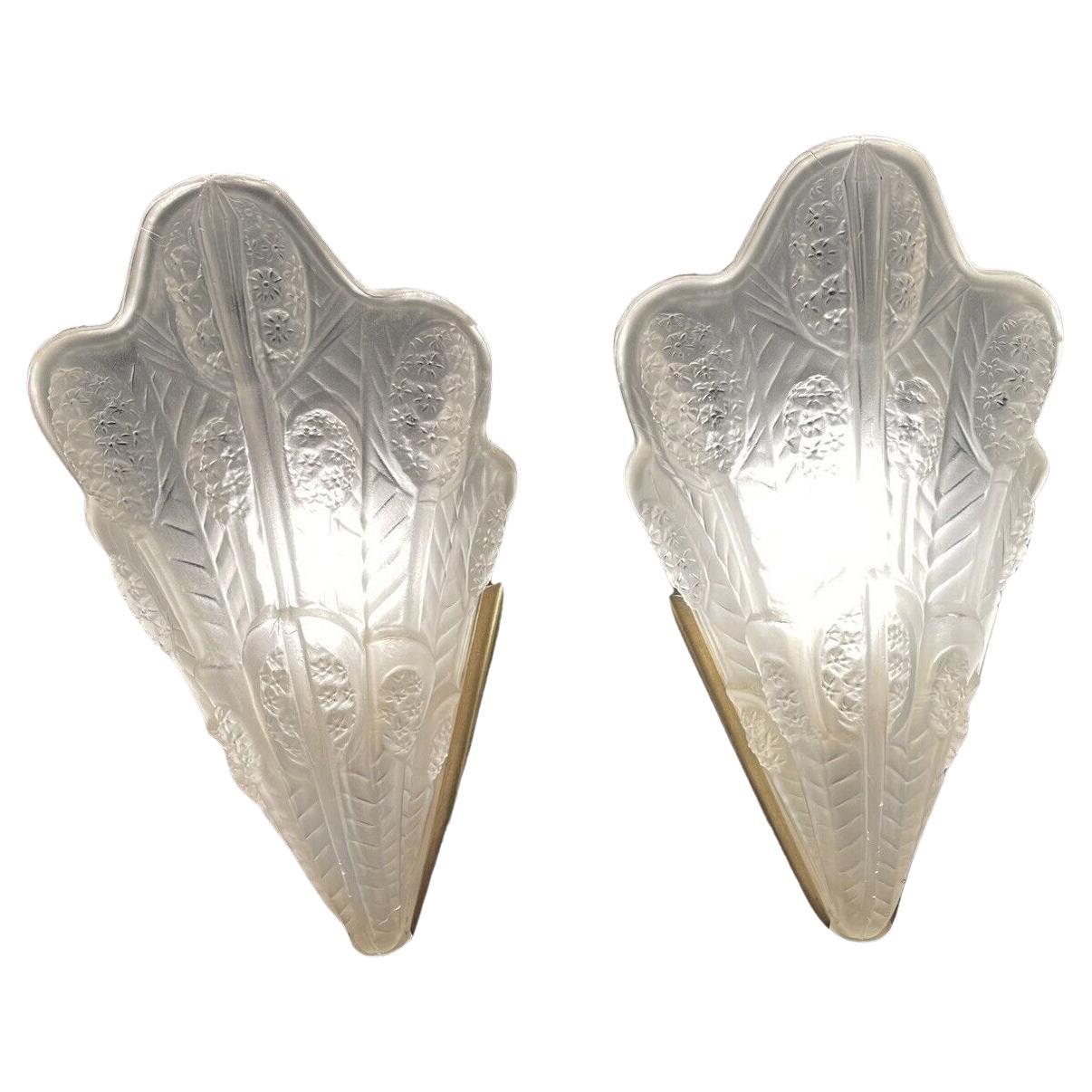Art Deco Matching Pair of Wall Lights, 1930's, French For Sale