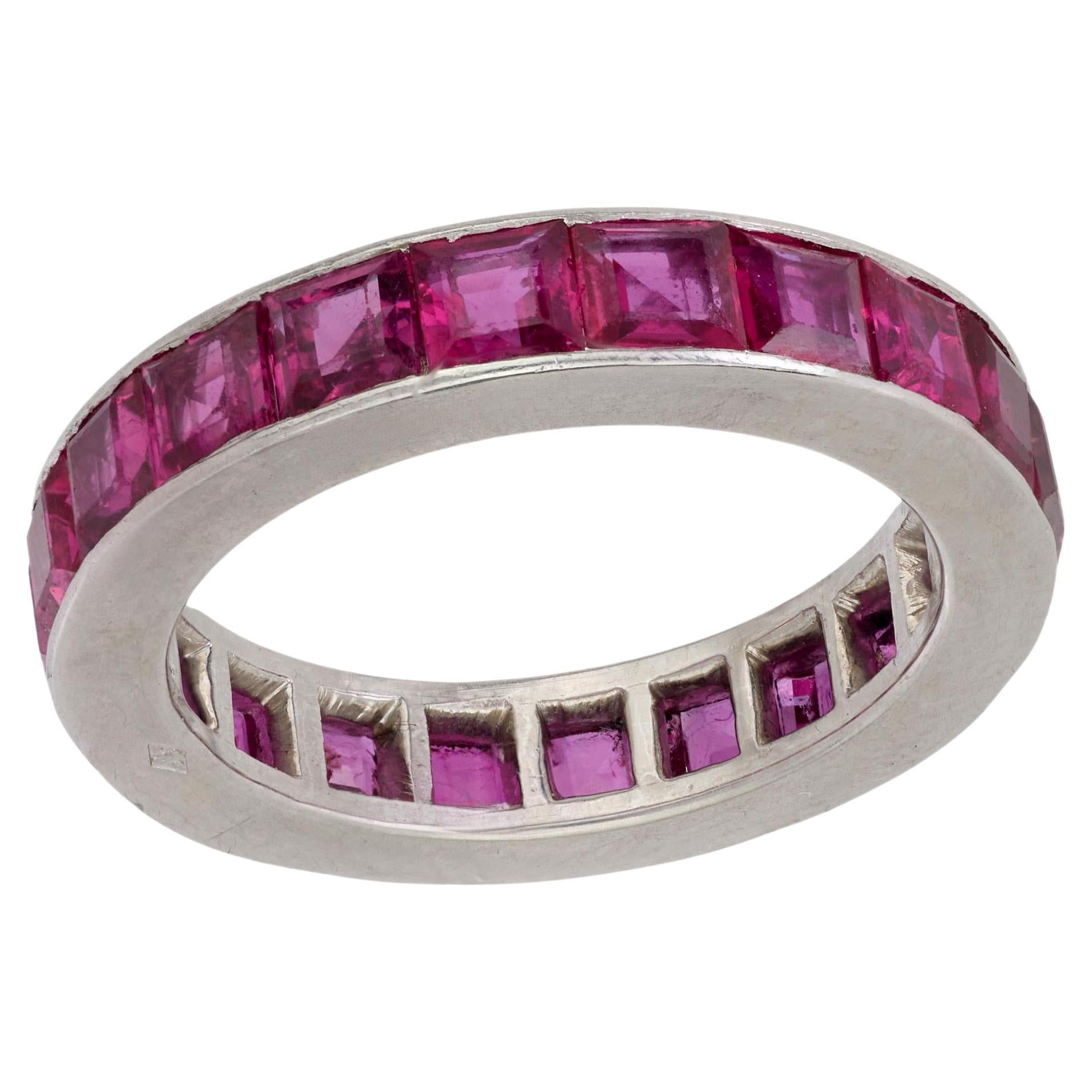 Art Deco Mauboussin ruby platinum eternity ring