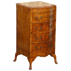 Used Art Deco Maurice Adams Stamped Grosvenor Burr Walnut Side Table Chest of Drawers