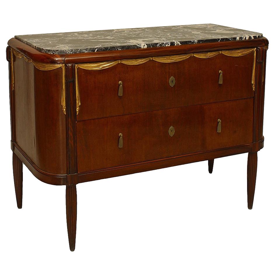 French Art Deco Dufrene Mahogany & Marble Commode For Sale