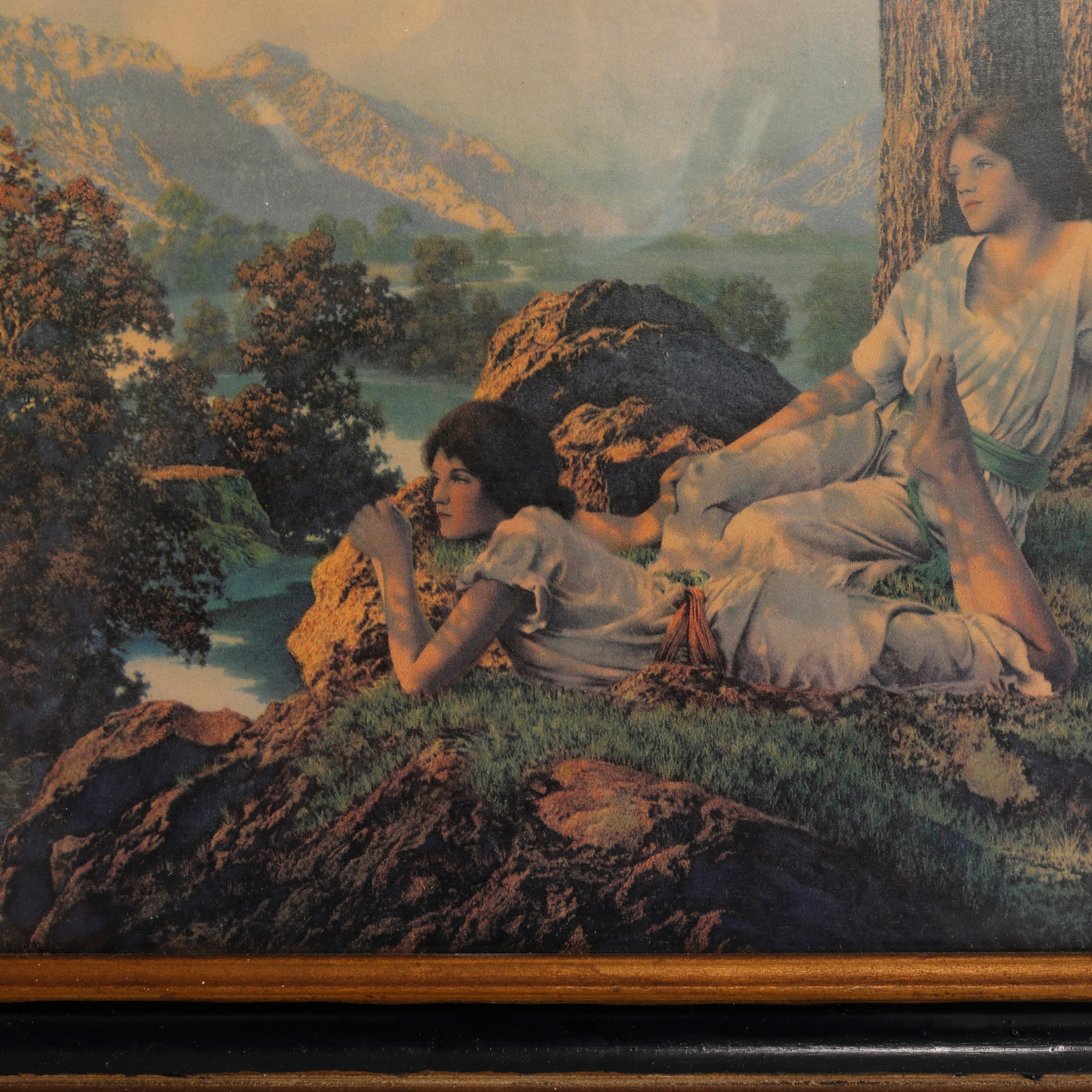 Art Deco Maxfield Parrish Print 'Hill Top', c1920 In Good Condition In Big Flats, NY