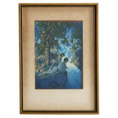 Vintage Art Deco Maxfield Parrish Edison Mazda “Waterfall” Calendar Top Print C1930