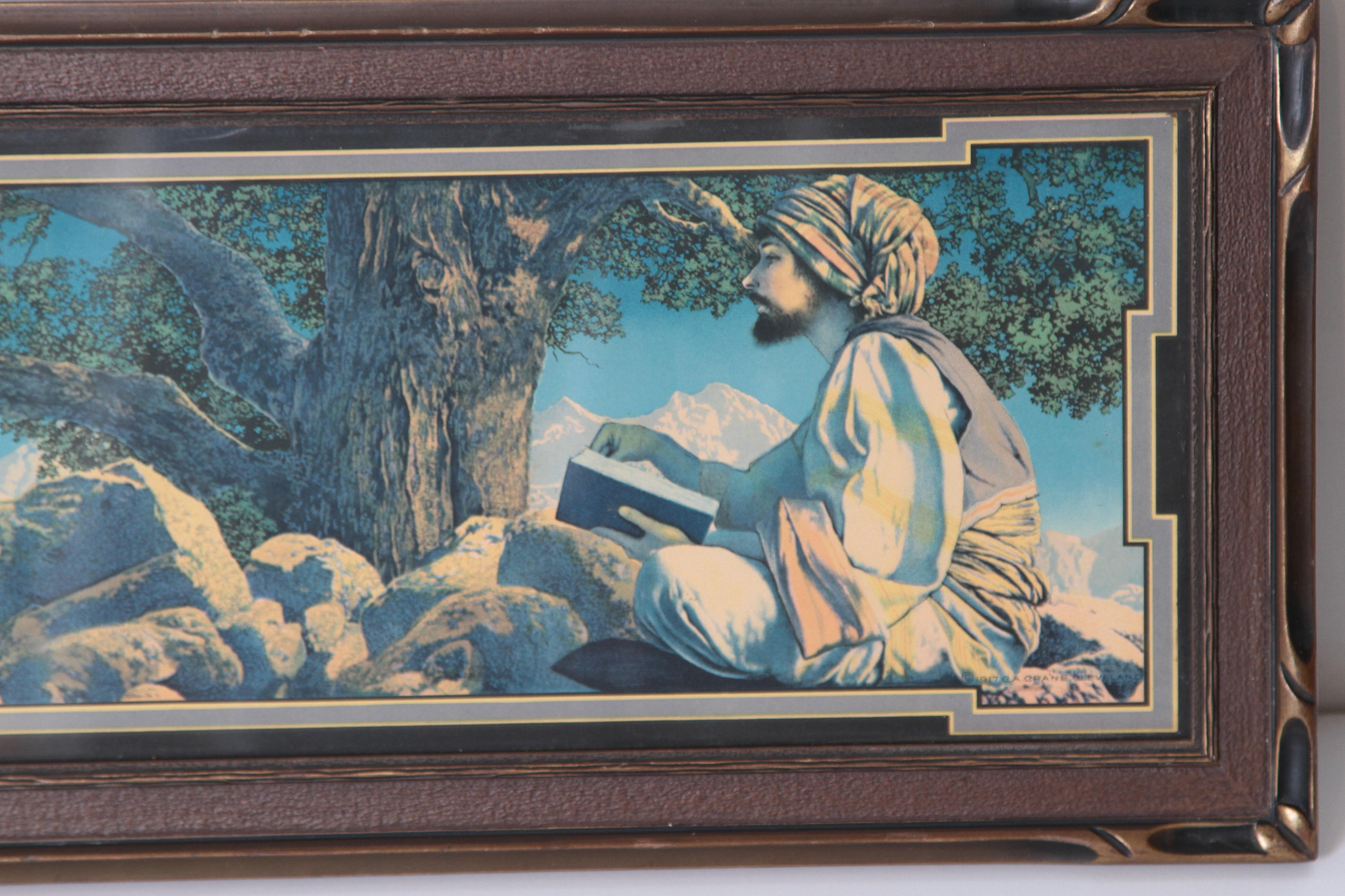 Art Deco Maxfield Parrish Original 1917 Großes Rubaiyat Haus der Kunst Druck (Handbemalt)