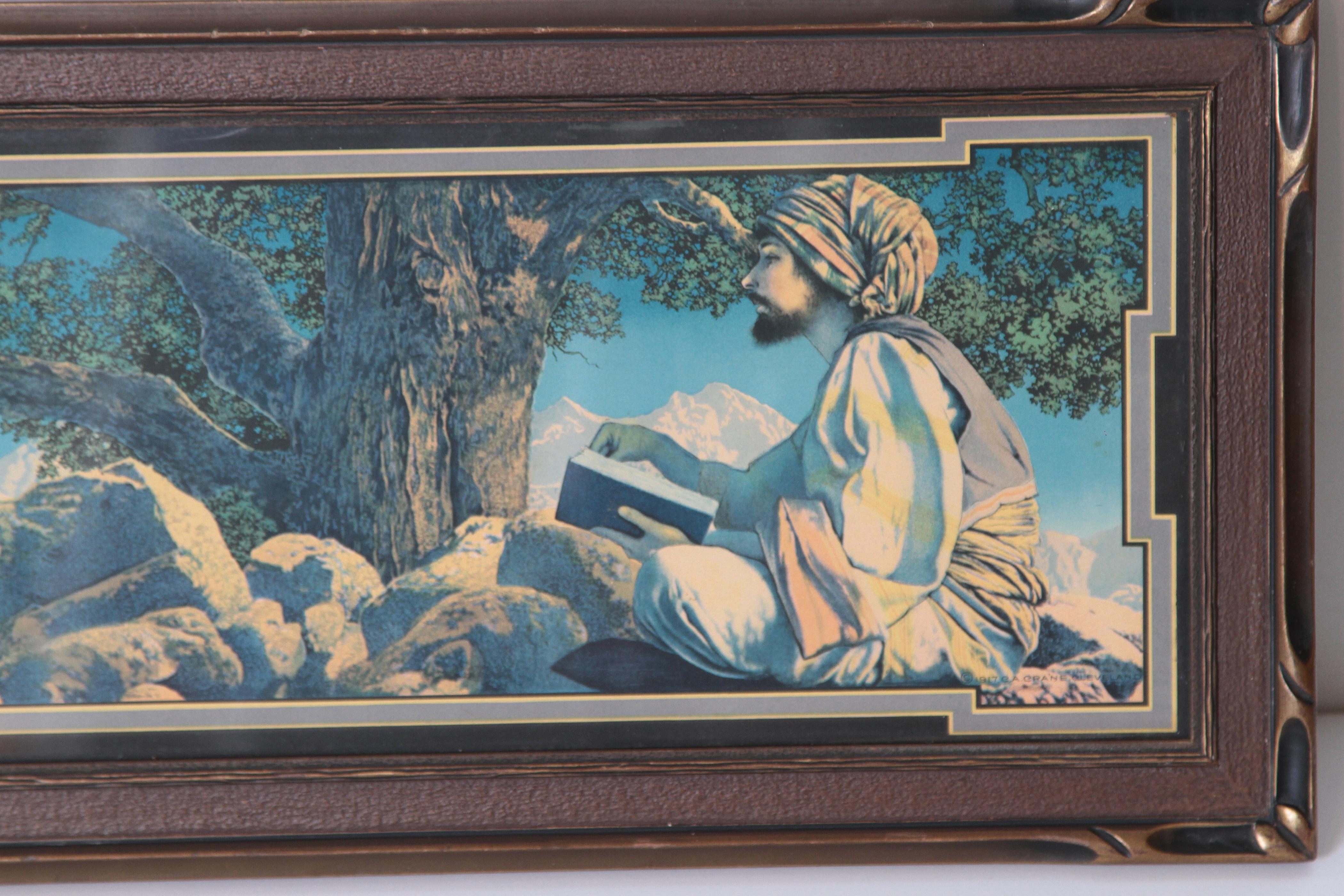 Hand-Painted Art Deco Maxfield Parrish Original 1917 Large Rubaiyat House of Art Print