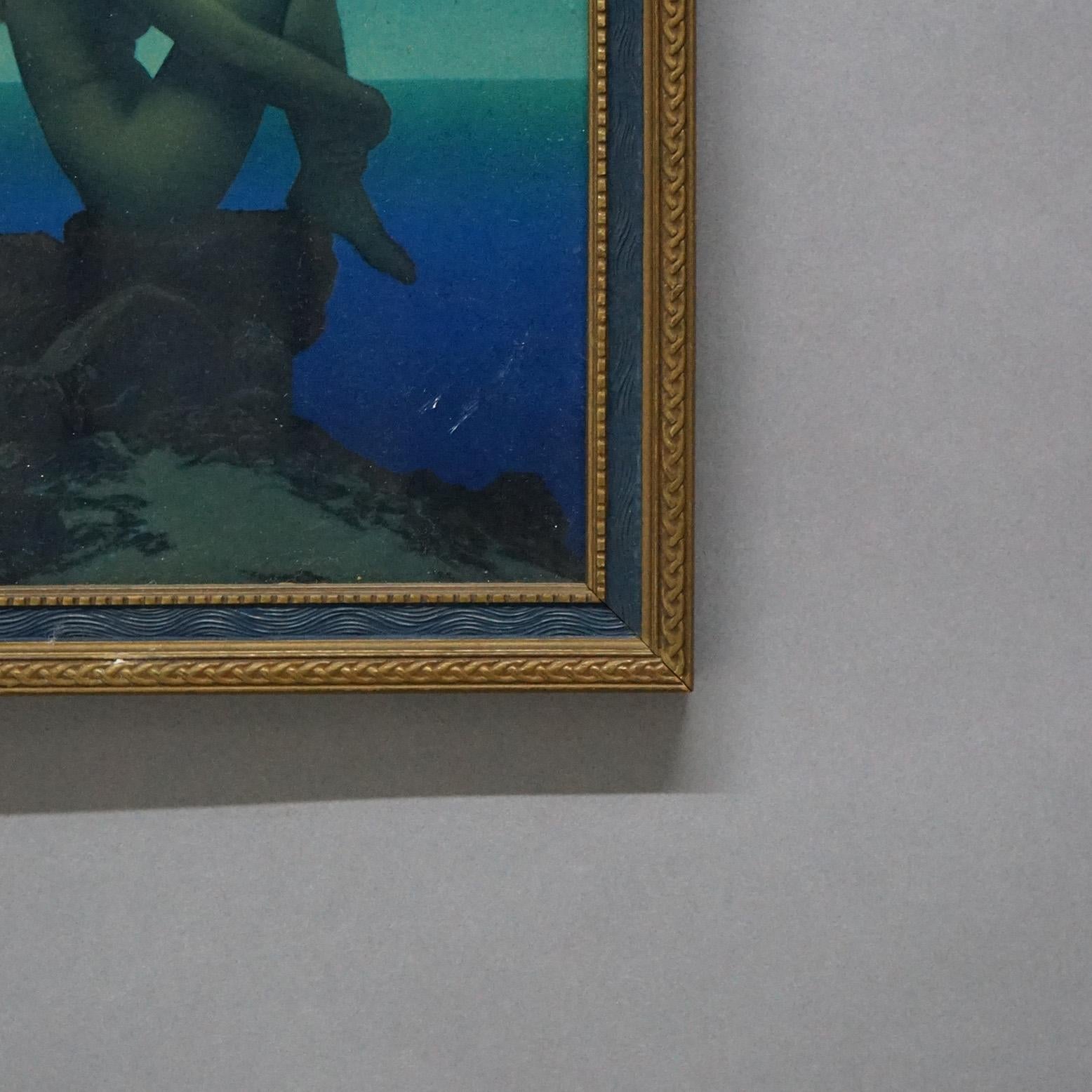 Art Deco Maxfield Parrish Print “Stars” from The House of Art, Framed, C1920 In Good Condition In Big Flats, NY