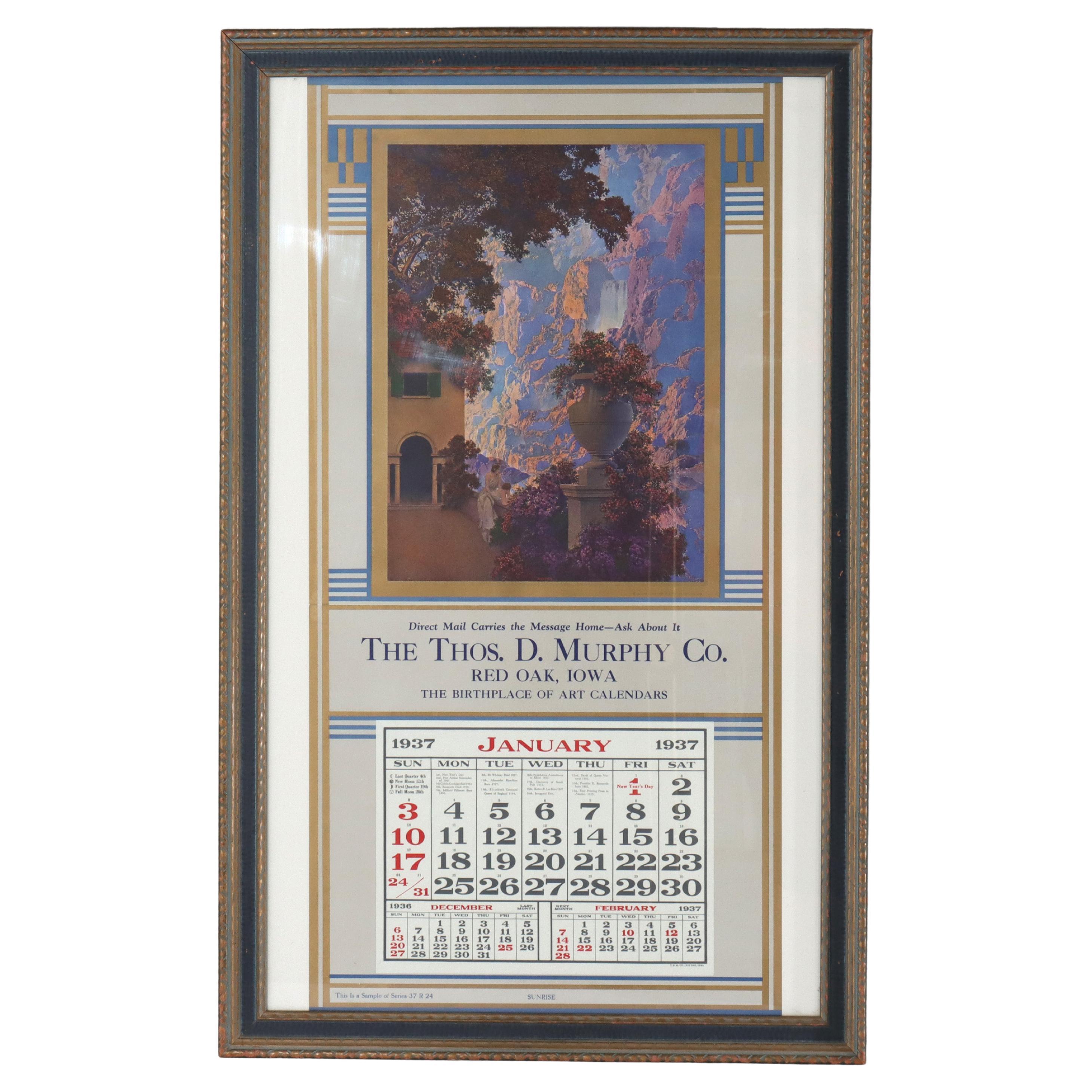 Art Deco Maxfield Parrish Salesman Probe Kalender "Sonnenaufgang" signiert C1937 im Angebot
