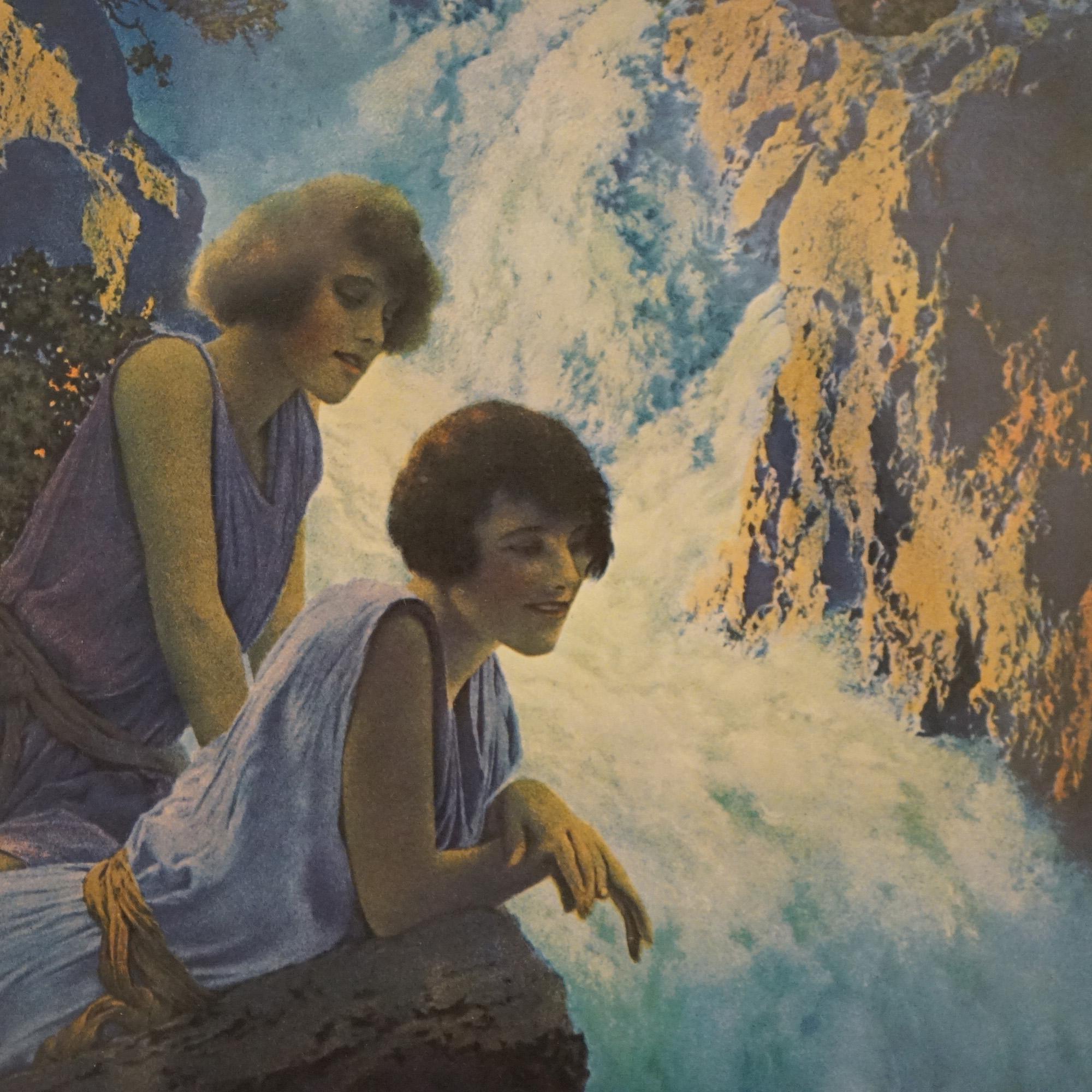 Art Deco Maxfield Parrish “Waterfall” Edison Mazda Calendar Top Print, Framed, C1970

Measures - 32.75