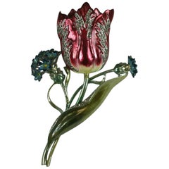 Vintage Art Deco Mazer Enamel Tulip Brooch