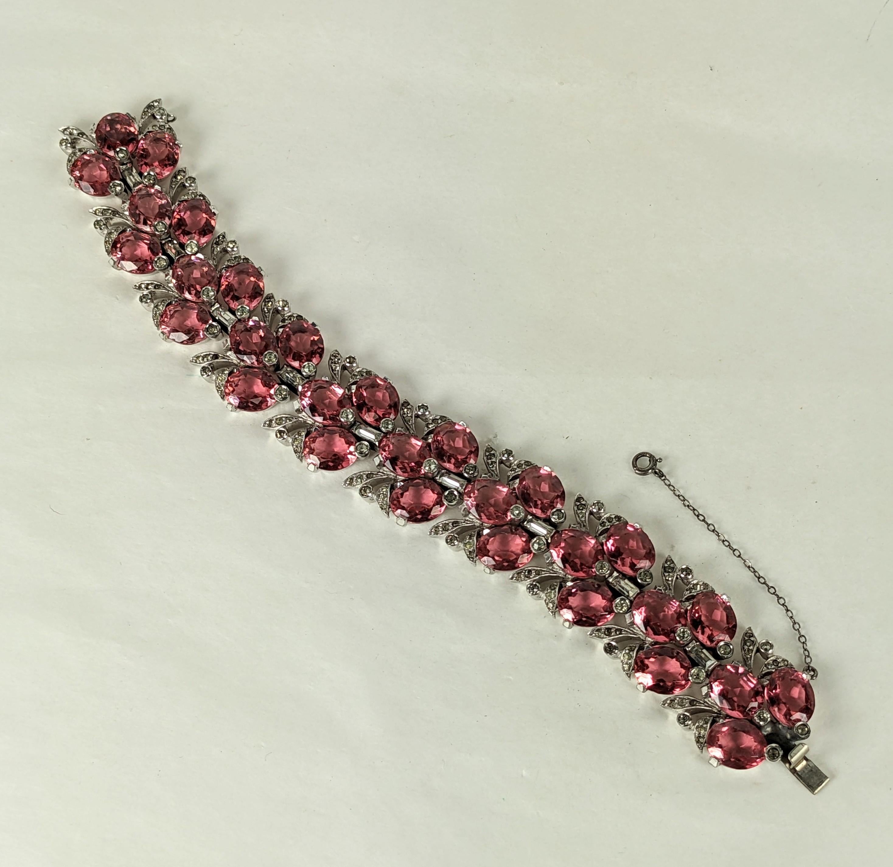 Art Deco Mazer Pink Wide Bracelet  In Good Condition For Sale In New York, NY