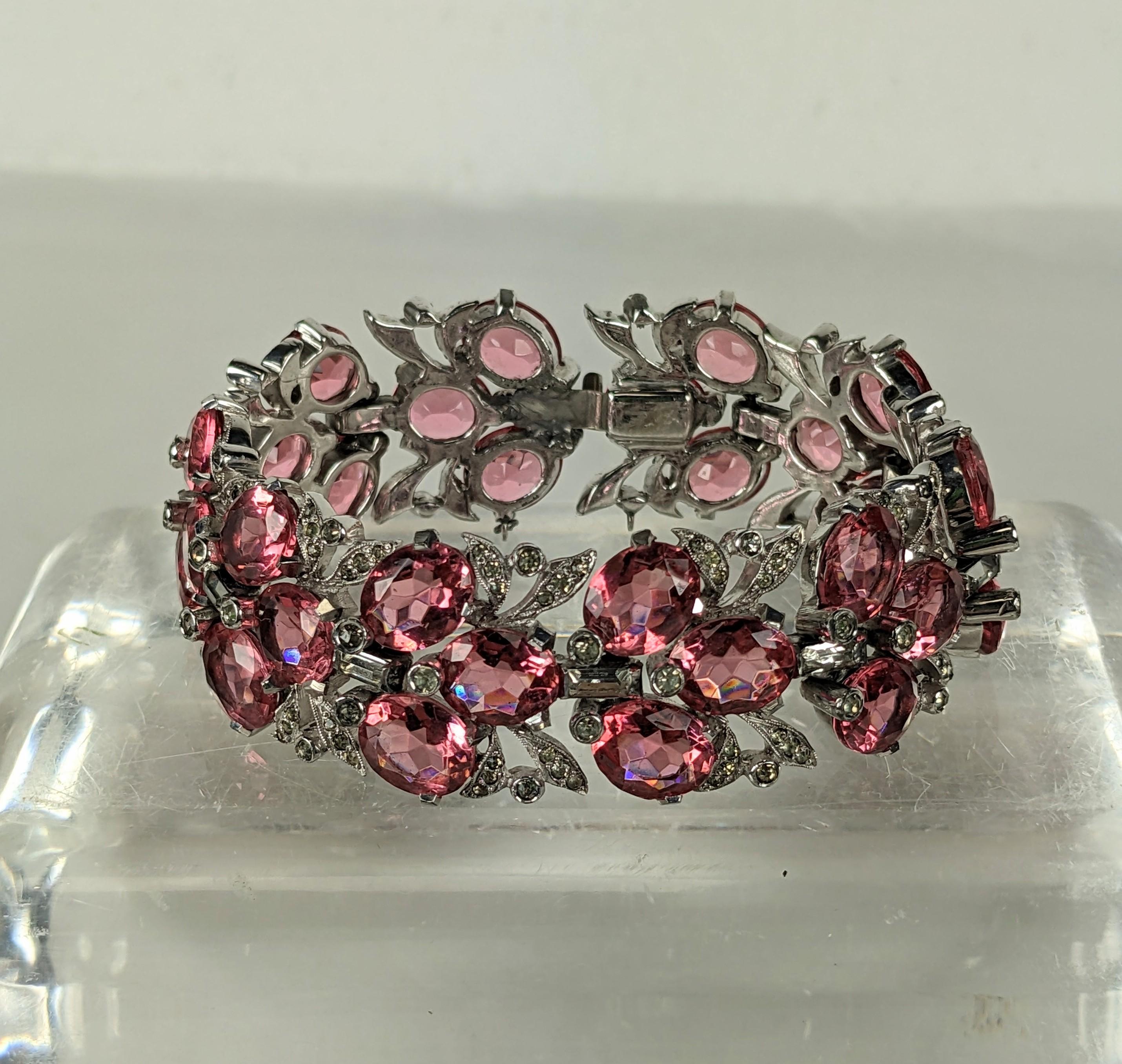 Women's Art Deco Mazer Pink Wide Bracelet  For Sale