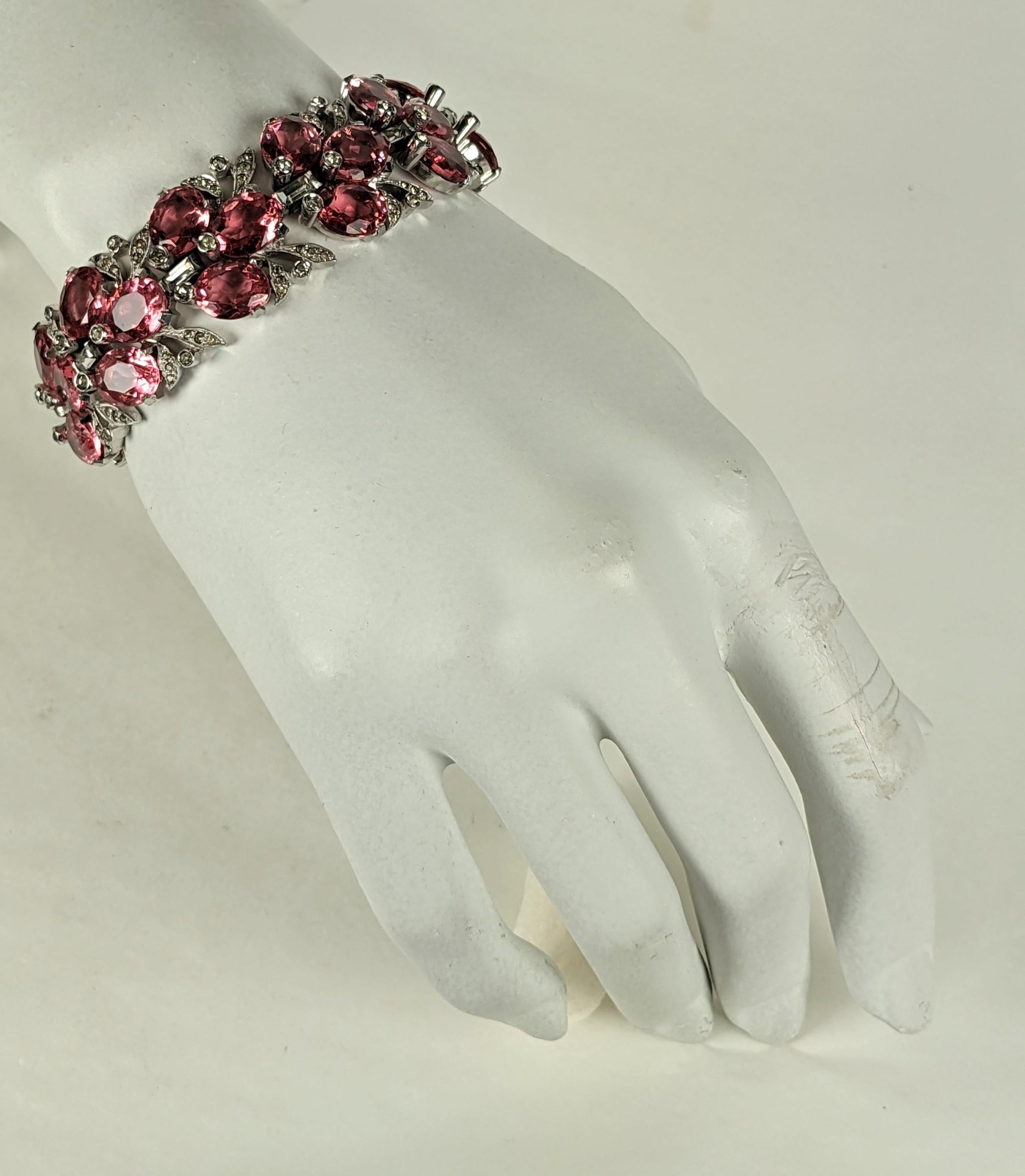 Art Deco Mazer Pink Wide Bracelet  For Sale 3