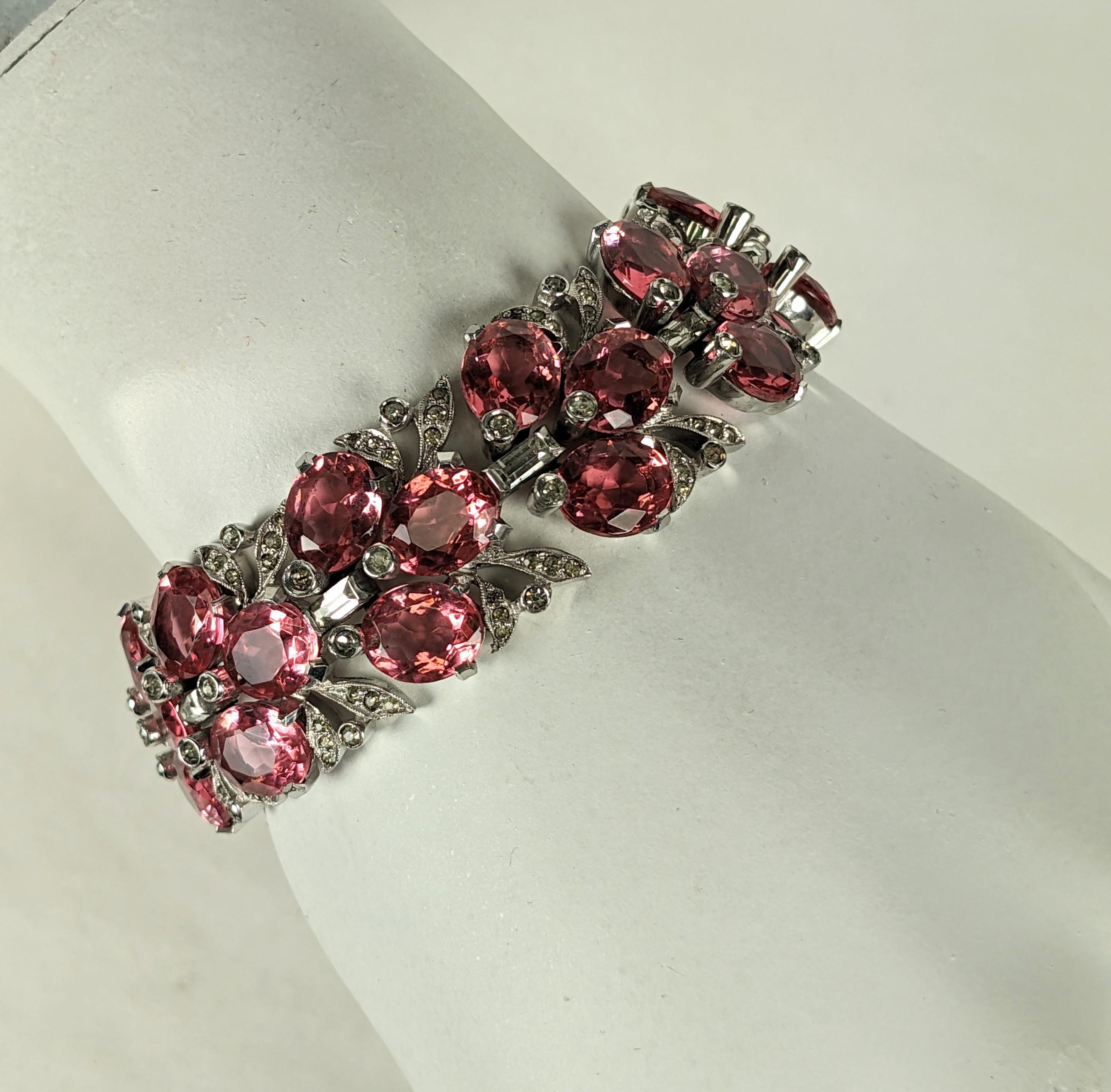 Art Deco Mazer Pink Wide Bracelet  For Sale 4