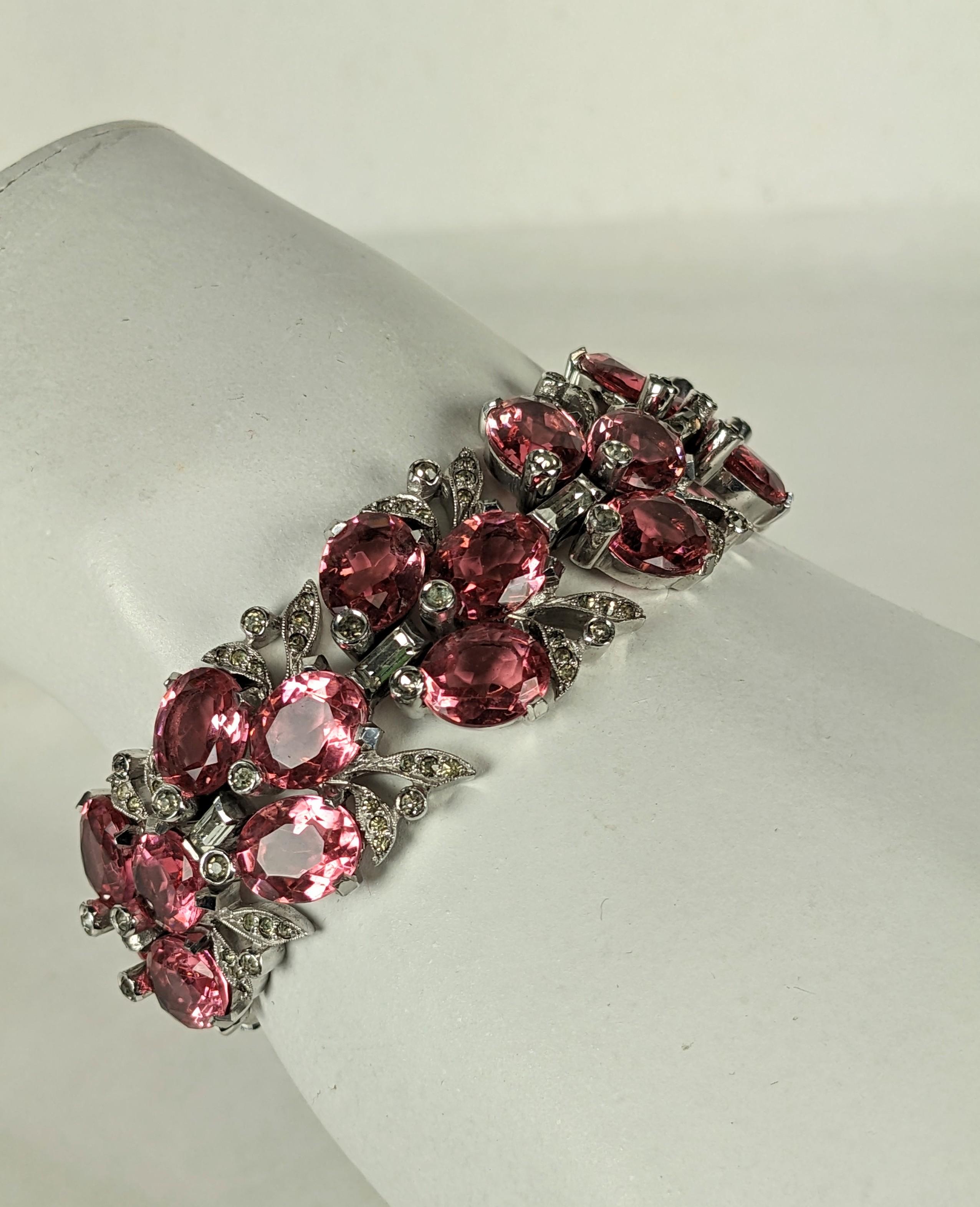 Art Deco Mazer Pink Wide Bracelet  For Sale 5
