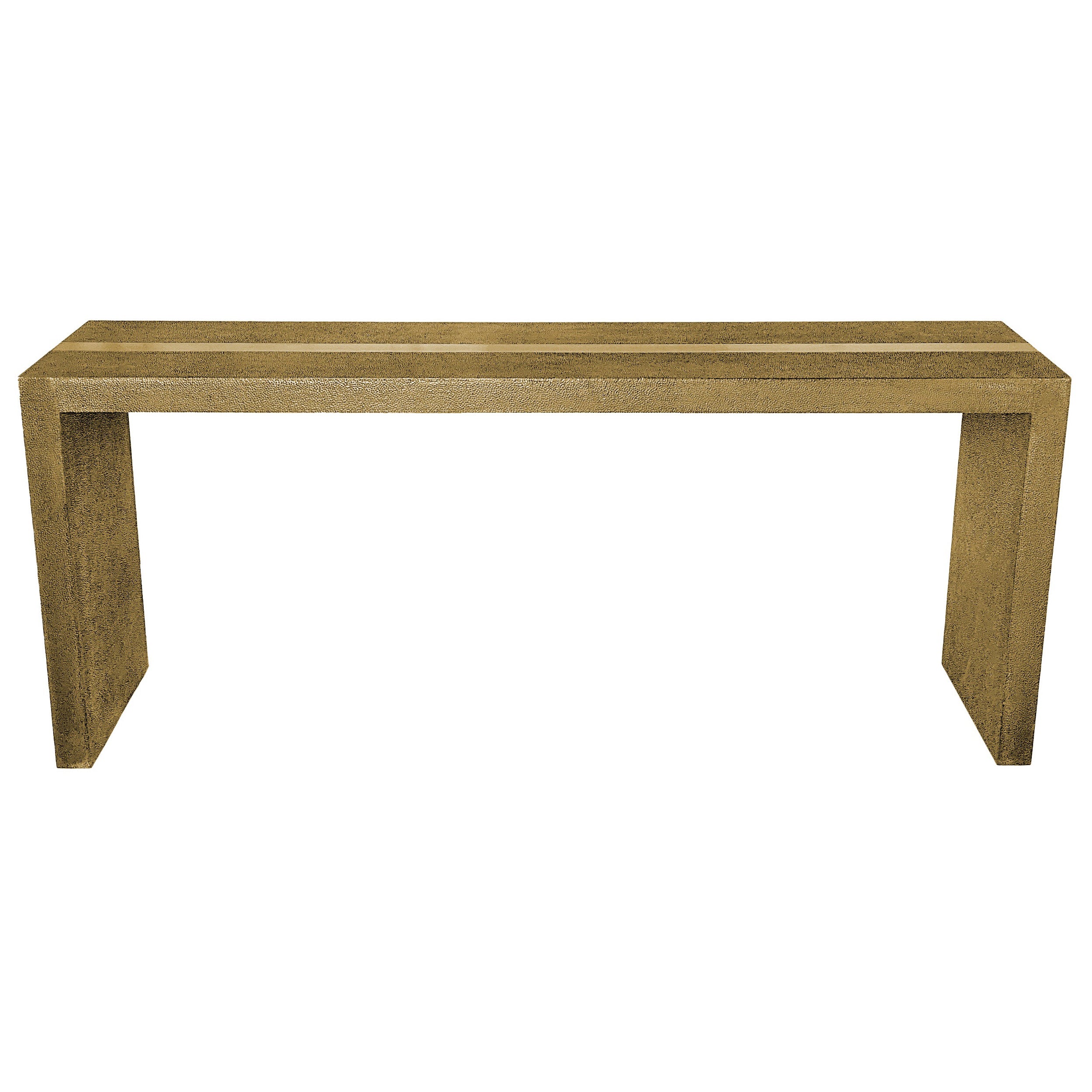 Art Deco Med. Hammered Brass Console Table – Parsons Style, Alison Spear
