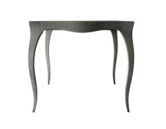 Art Deco Med. Table à cartes en bronze blanc martelé - pied cabriole, fait main