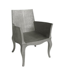 Art Deco Med. Sedia Club in bronzo bianco martellato - Gamba a cabriola, fatta a mano