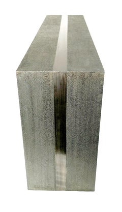 Art Deco Med. Hammered White Bronze Console Table – Parsons Style, Alison Spear