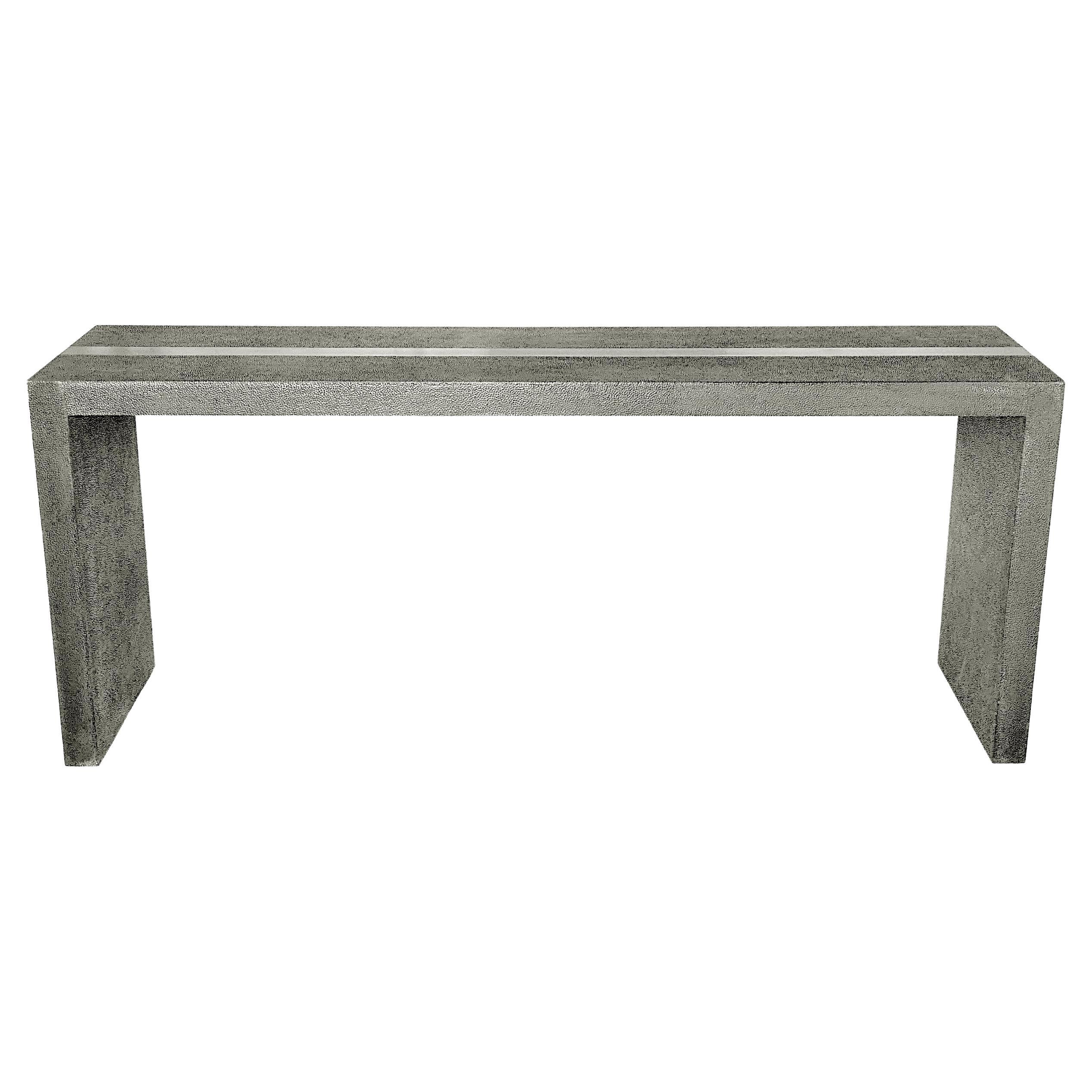 Art Deco Med. Tavolo Consolle in bronzo bianco martellato - Parsons Style, Alison Spear in vendita