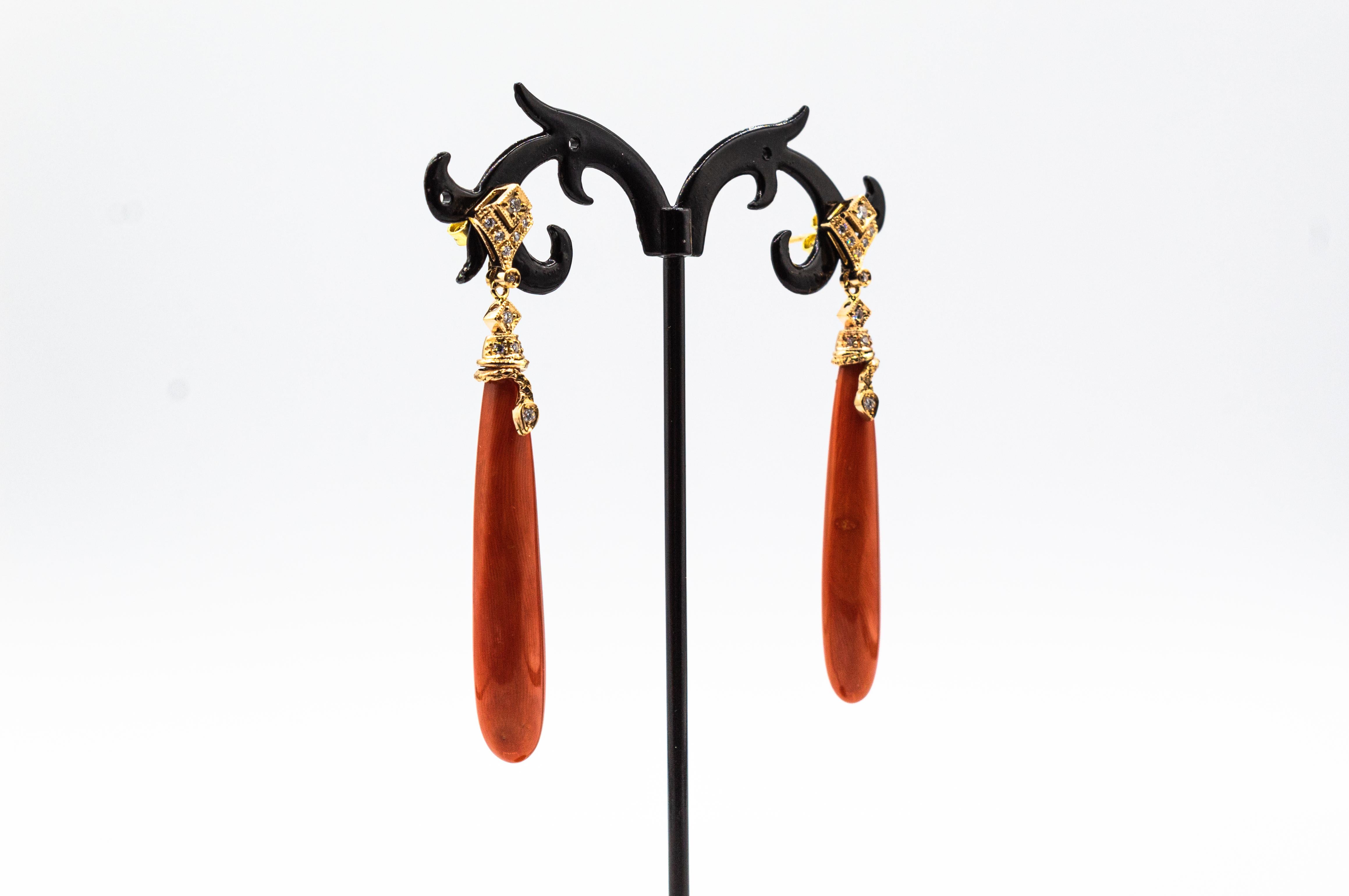 coral diamond earrings