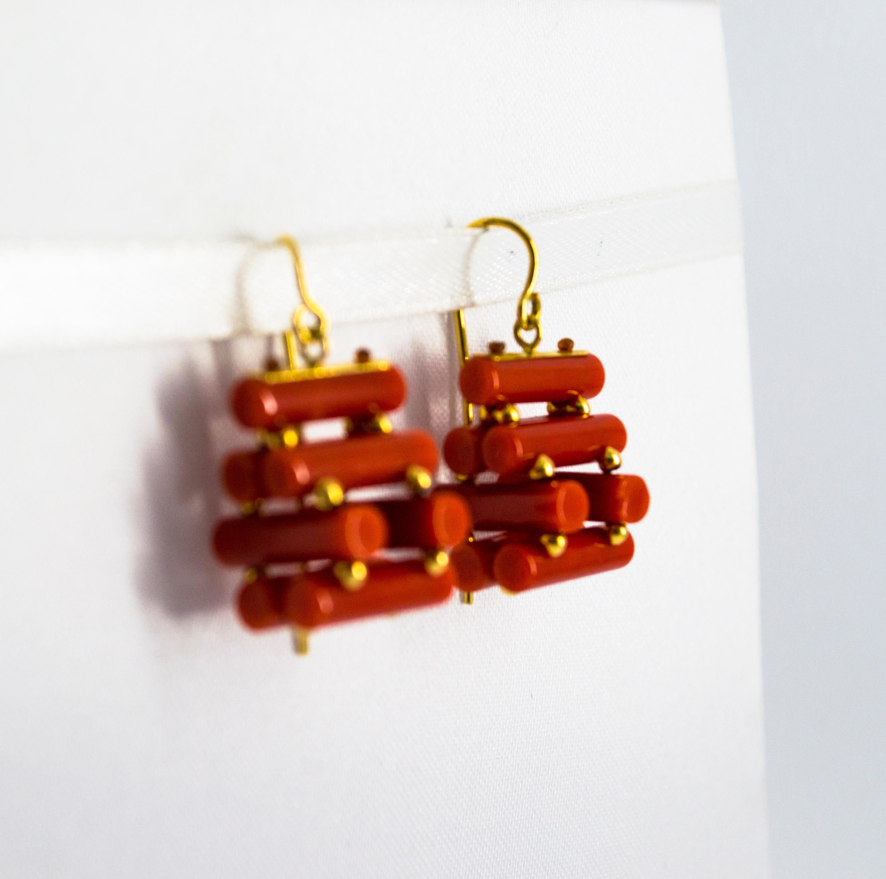 These Earrings are made of 18K Yellow Gold.
These Earrings have Mediterranean (Sardinia, Italy) Red Coral.
All our Earrings have pins for pierced ears but we can change the closure and make any of our Earrings suitable even for non-pierced