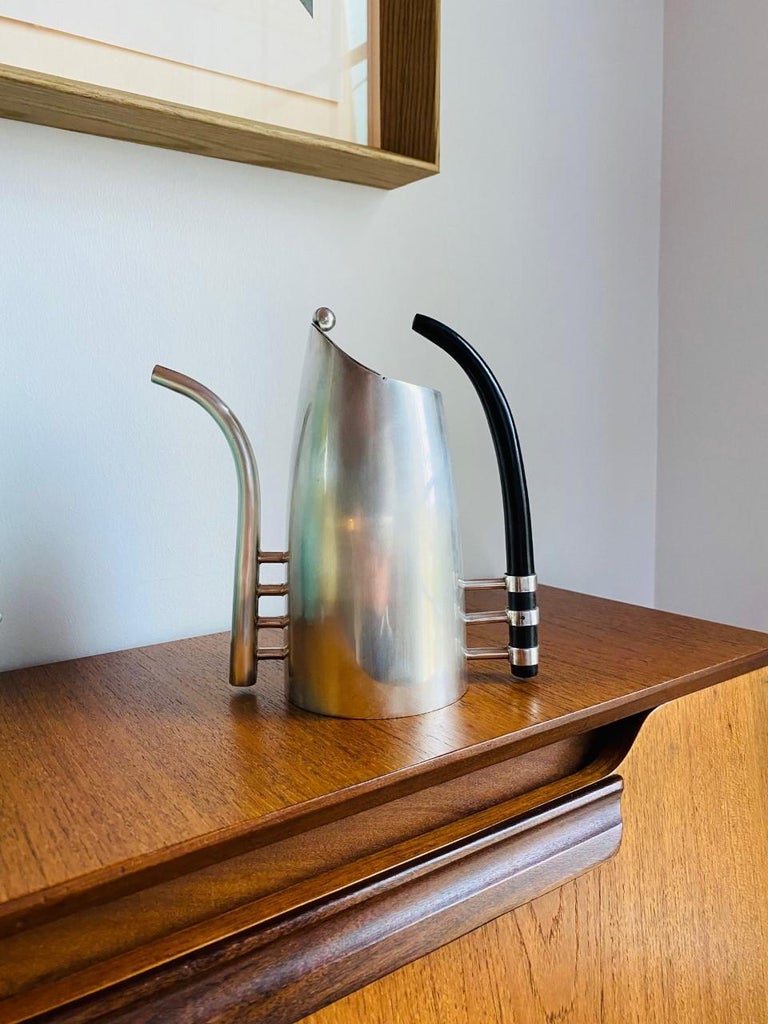 Art Deco Memphis Style Vintage 1980s Chrome and Stainless Steel Coffee