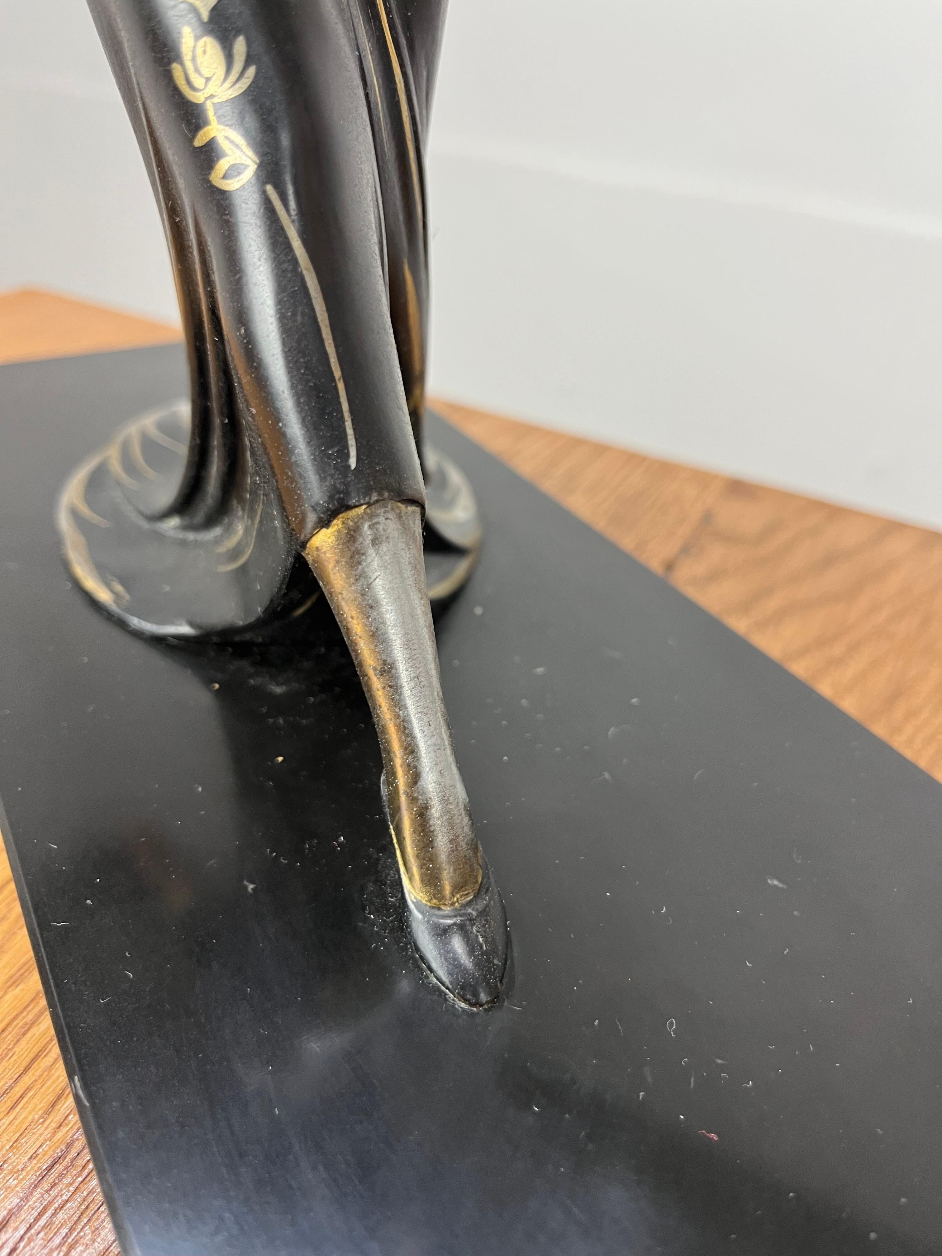 Art Deco Menneville sculpture, woman and fawn, 1930's For Sale 7