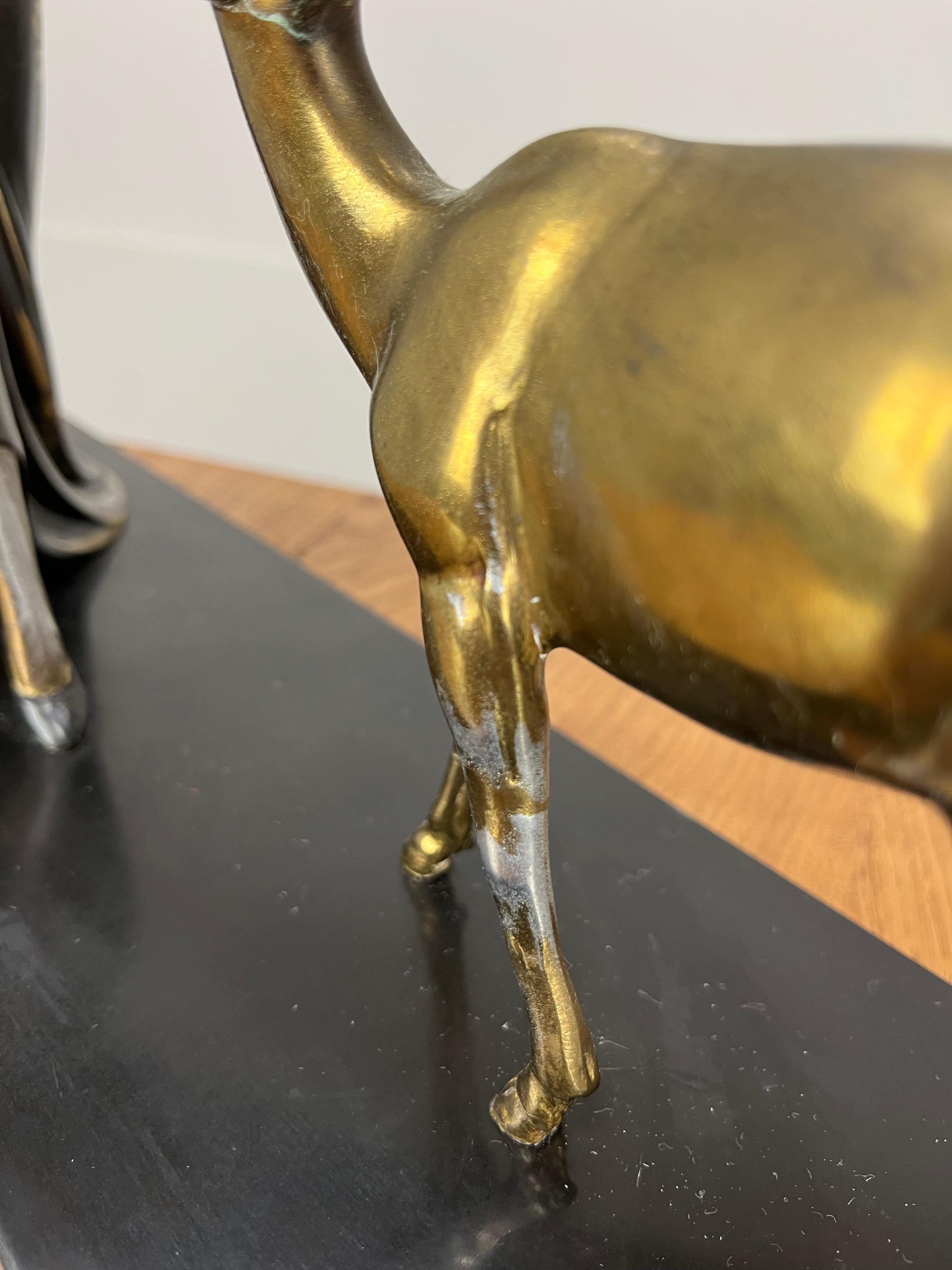 Art Deco Menneville sculpture, woman and fawn, 1930's For Sale 8
